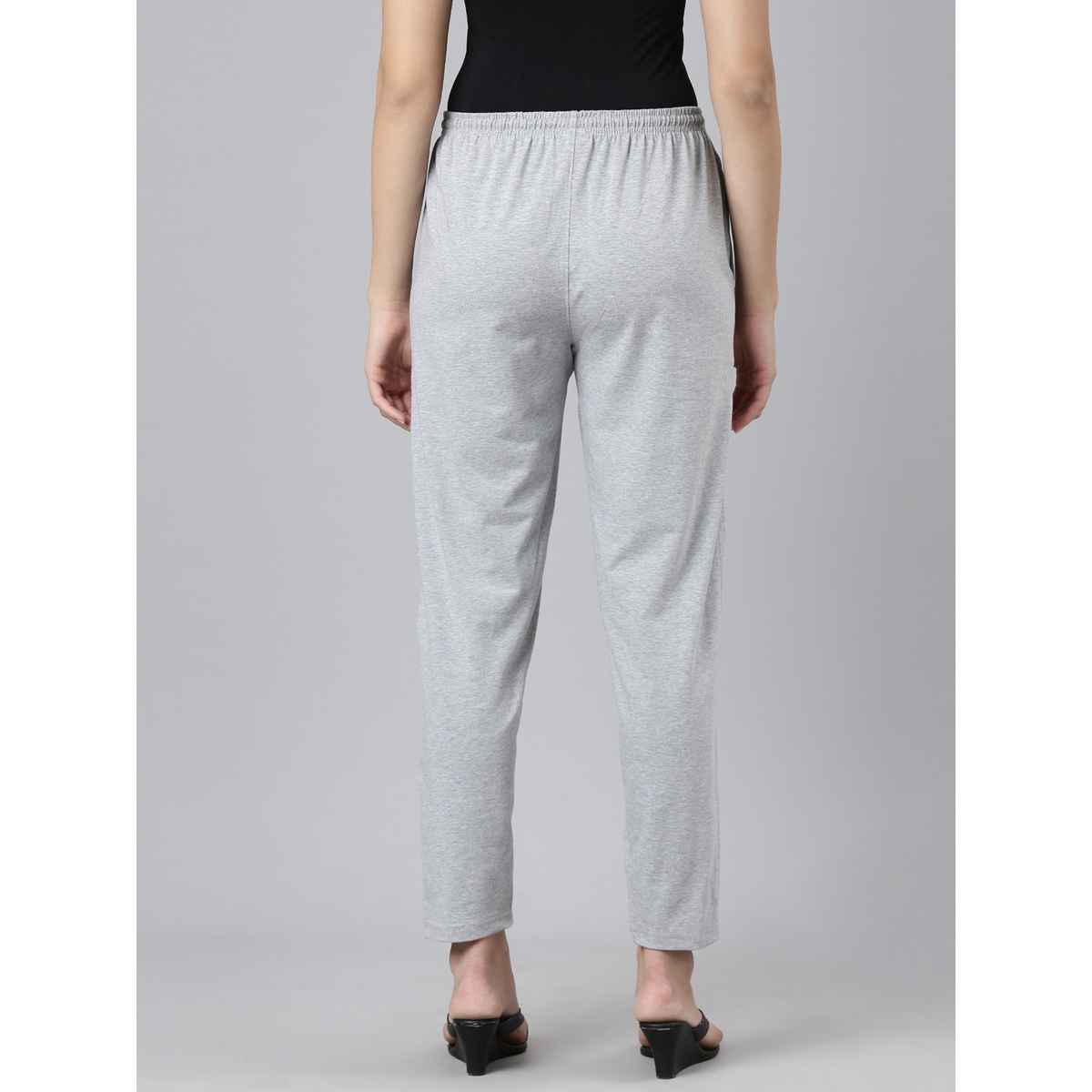 Kryptic Women's Pure Cotton Solid Lounge Pant | Grey melange - M