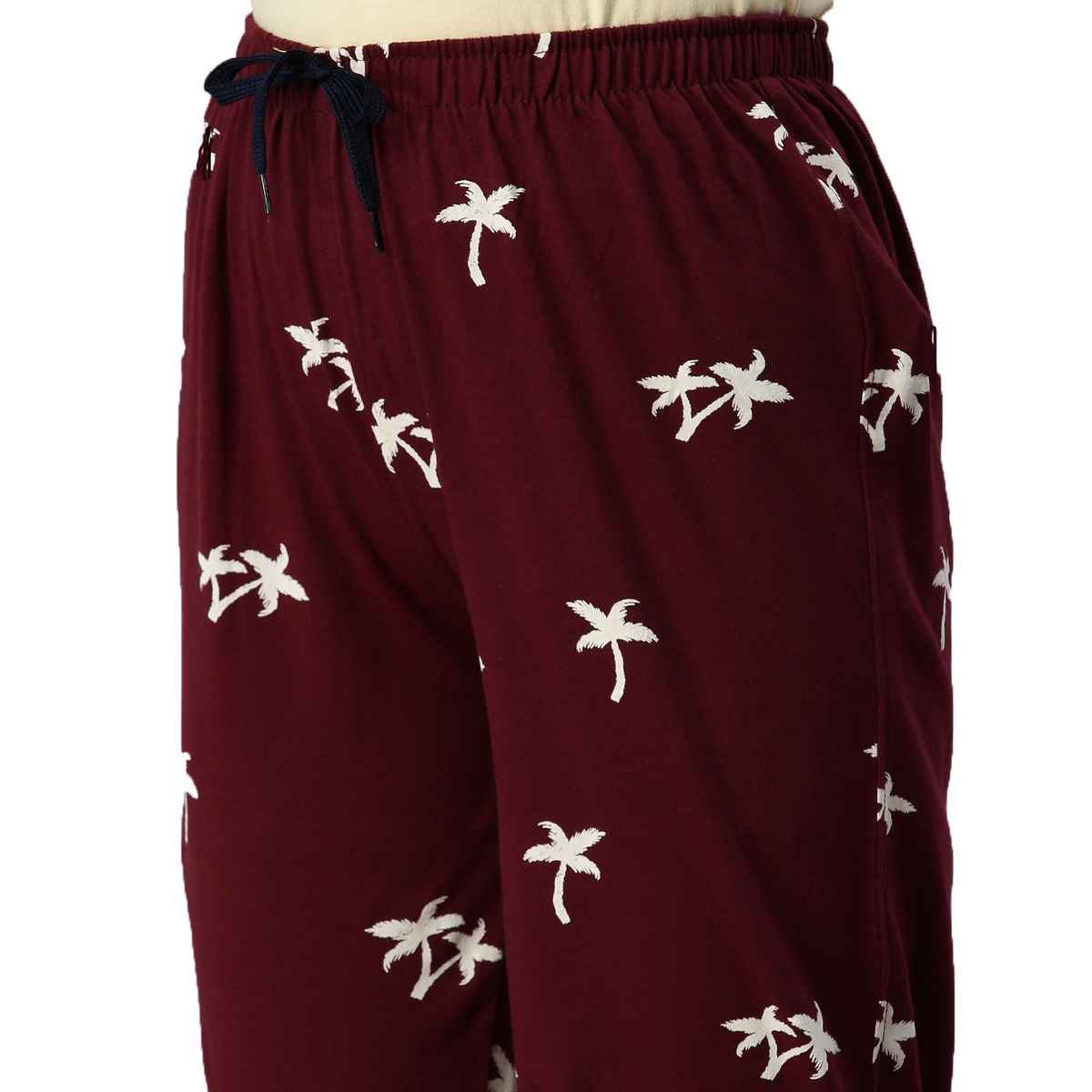 Kryptic Women's Pure Cotton Printed Lounge Pant | Maroon - S