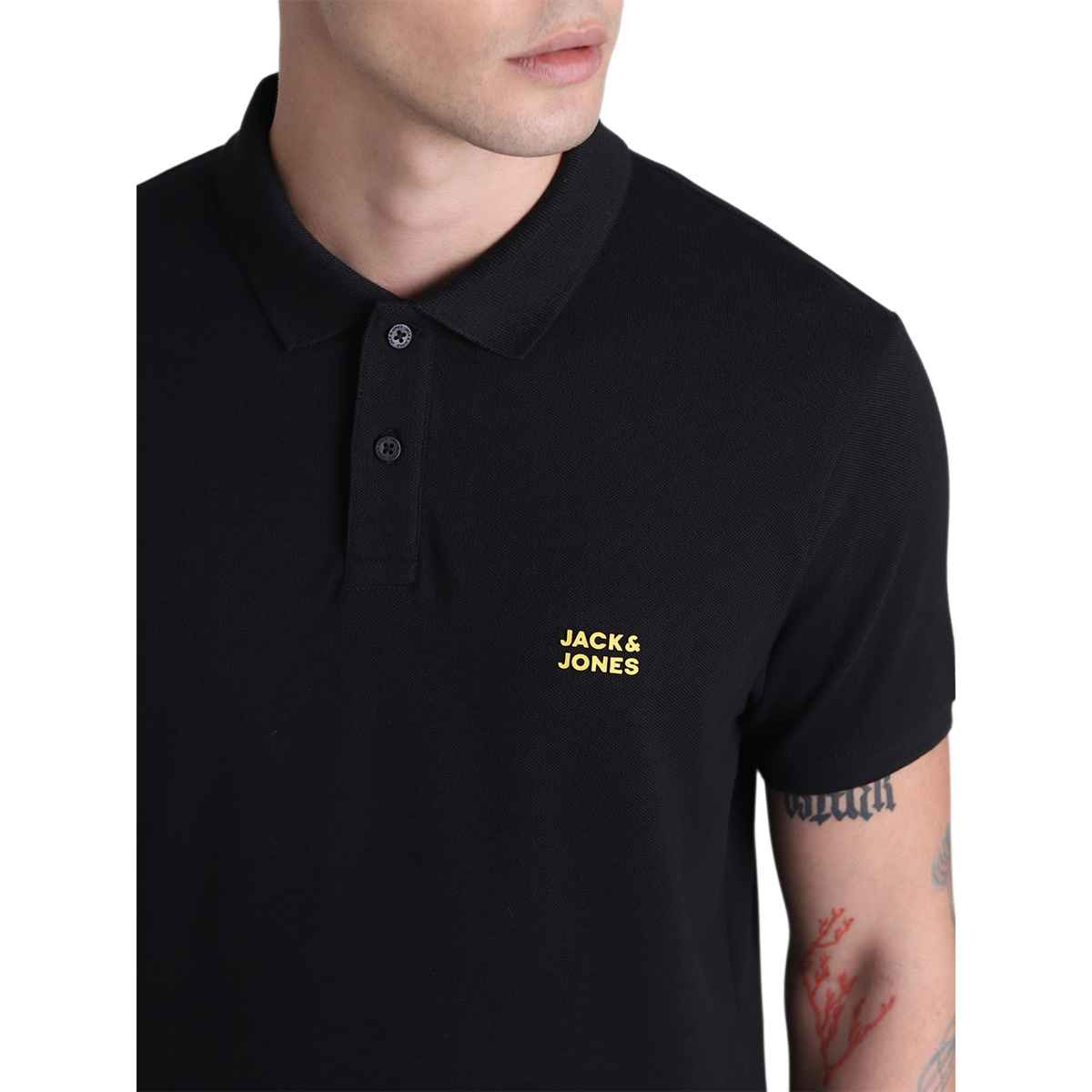 Jack & Jones Black Slim Fit Polo T-shirt - S