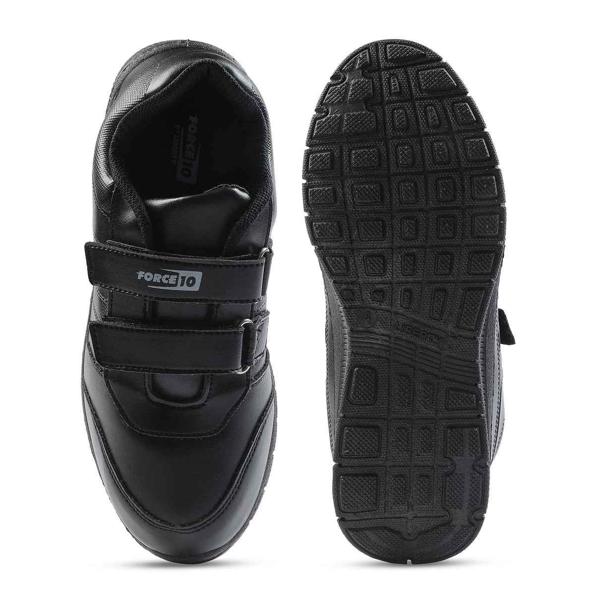 Liberty Force 10 Non Lacing Uniform School Shoes For Kids (8-8.5 Years) | Black - UK 2