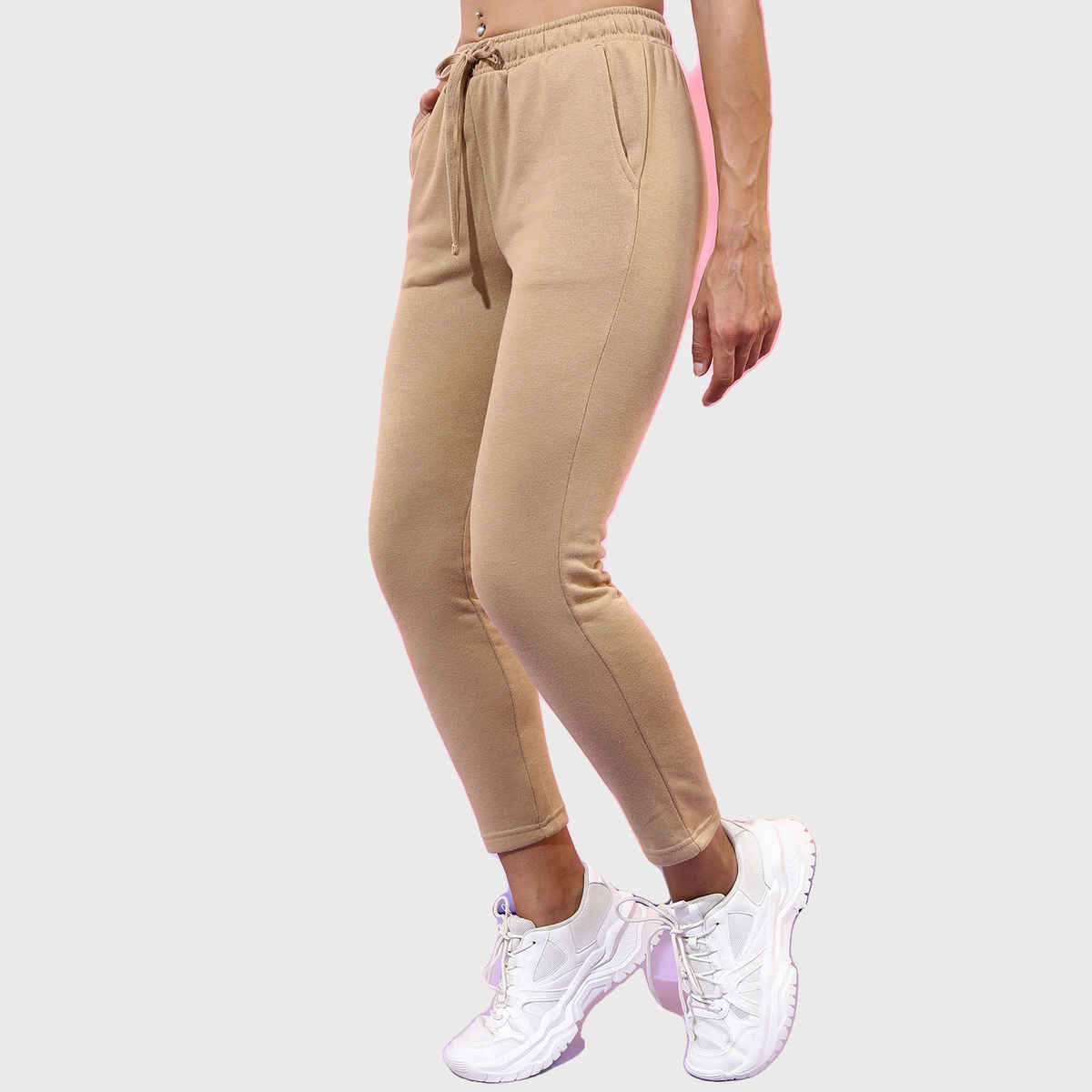 Tokyo Talkies Women's Solid Slim-fit Track Pants | Khaki - M