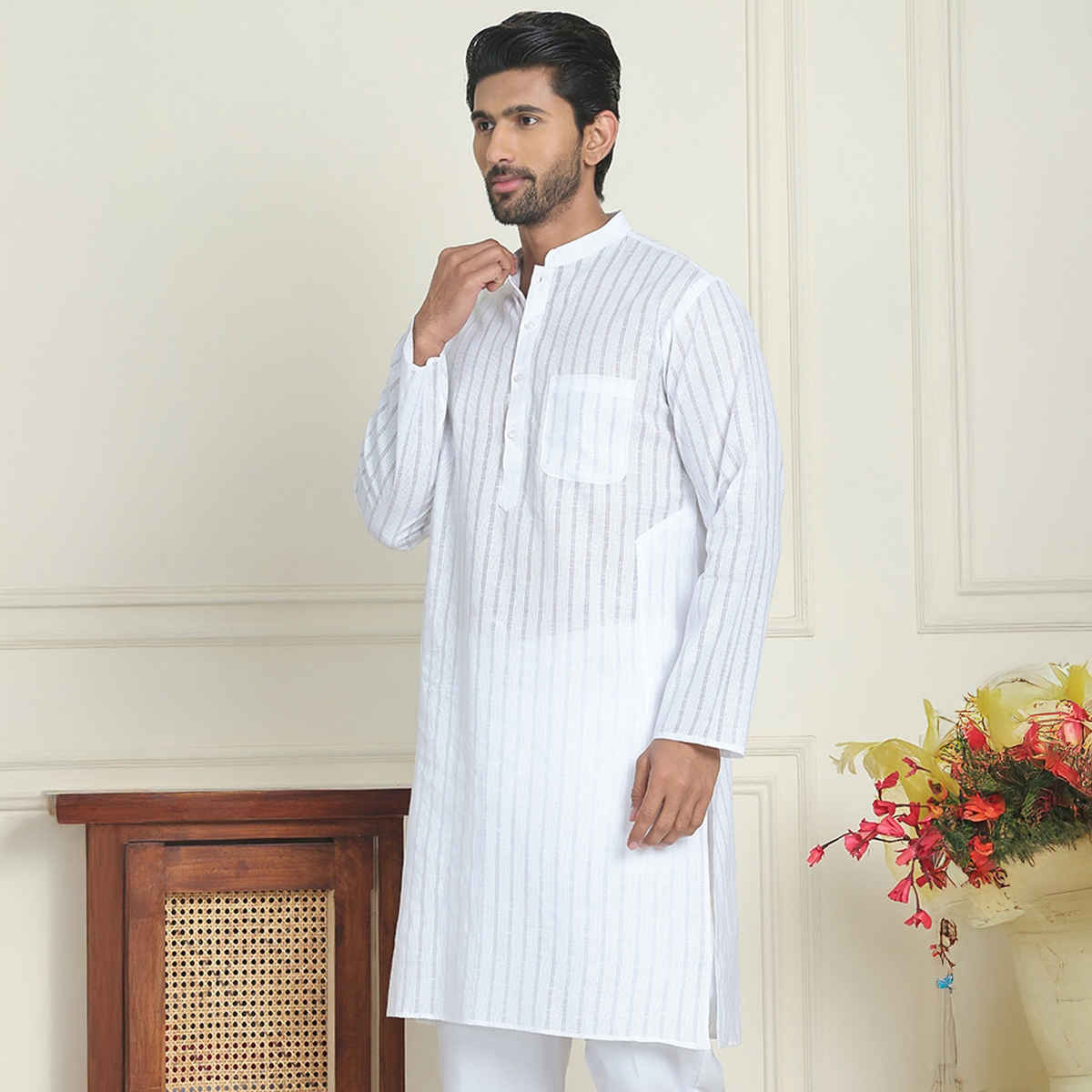 Jompers Men's Kurta | White - S