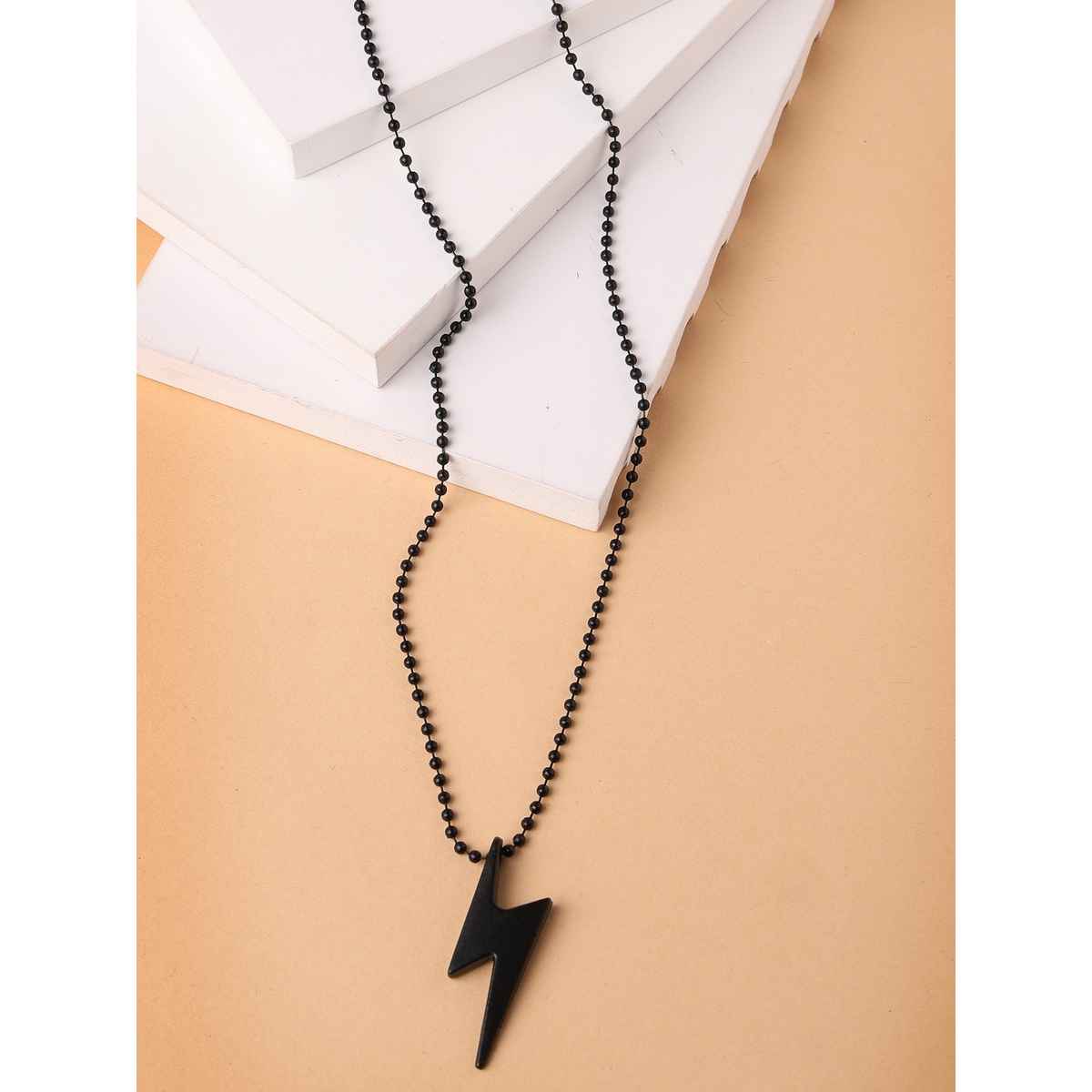 NVR Men's Black Plated Flash Pendant With Chain | NVR2376
