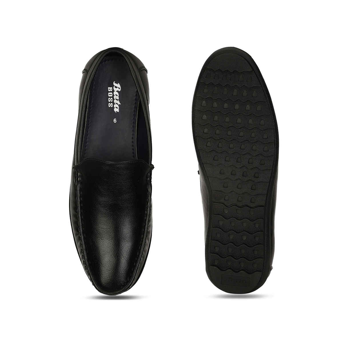 Bata Black Slip On Formal Flate Shoes For Men | 8 UK