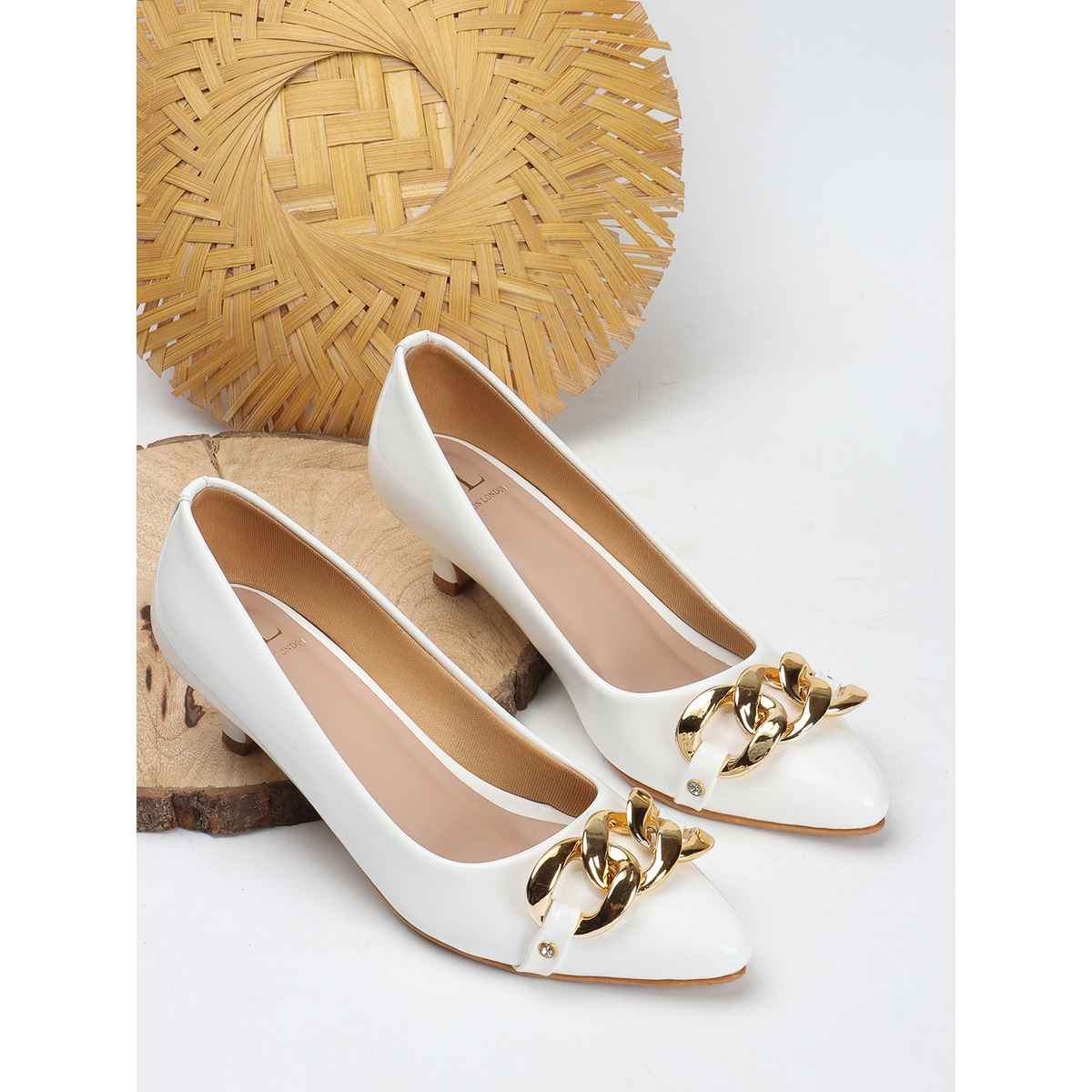 Carlton London Women White Heels Sandal | UK 6