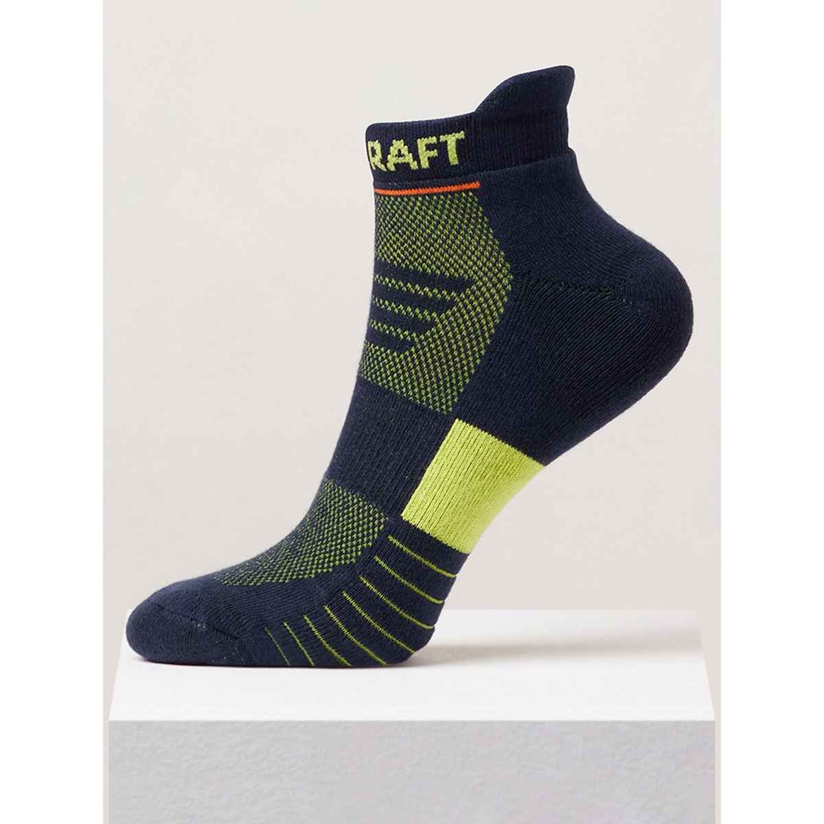 Wildcraft Men's Solid Cotton Low Ankle Socks | Navy and Yellow - Free Size
