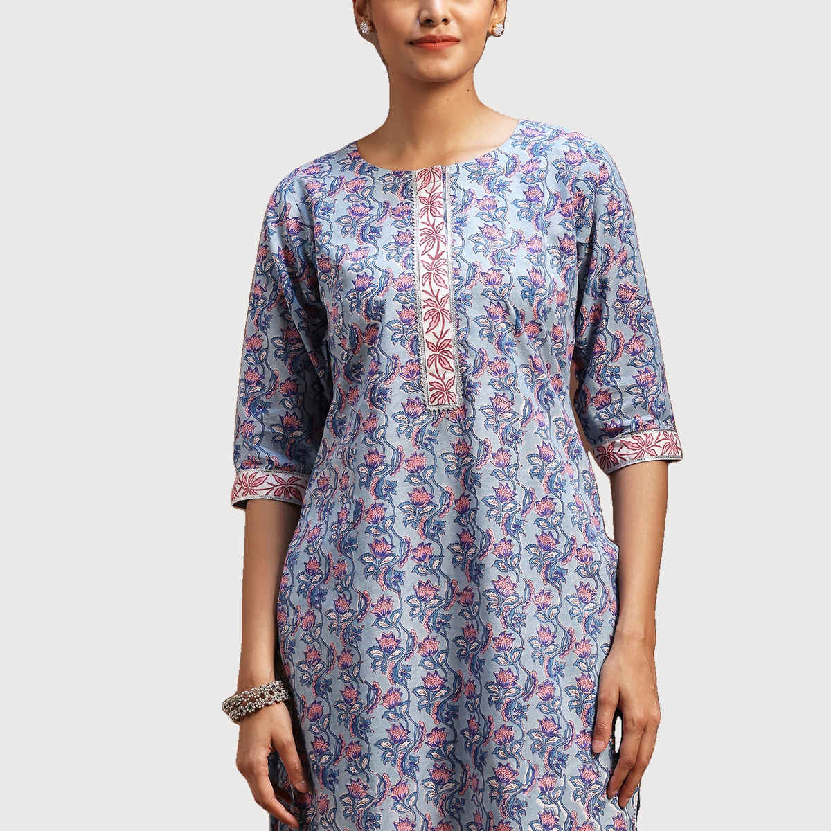 Libas Women's Multicolor Printed Cotton Straight Suit With Dupatta | M