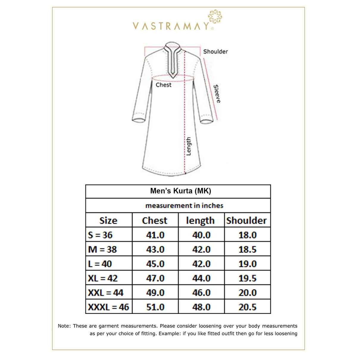 Vastramay Men's Georgette Kurta | Black - M