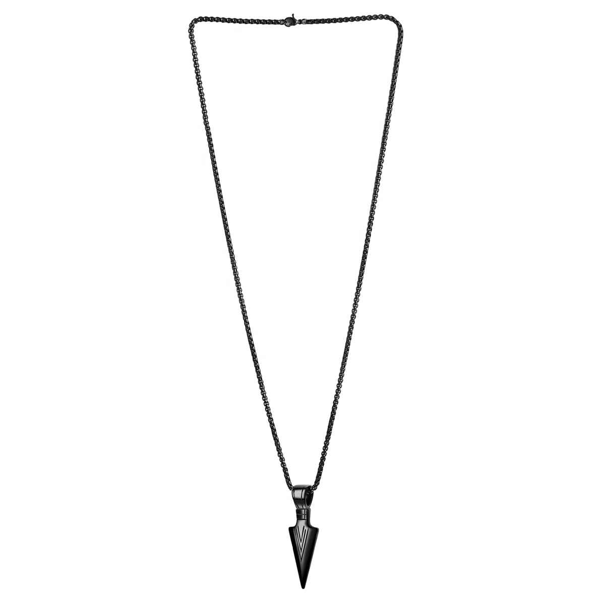 Yellow Chimes Stainless Steel Black Pendant Chain for Men
