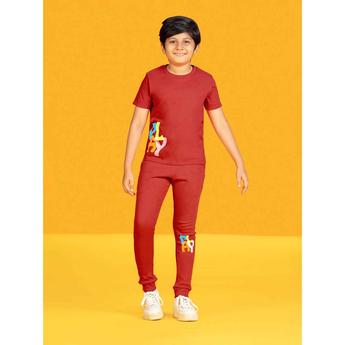 XY Life Kids T-shirts for Boys | 100% Combed Cotton | Antimicrobial Finish | 9-10Y | Dark Red