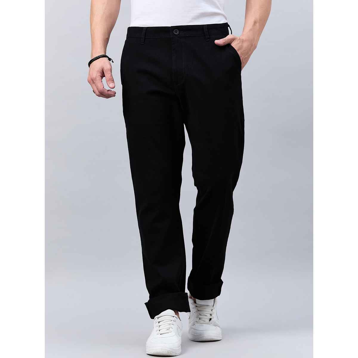 Style Quotient Men Stretchable Chinos Trouser | 28 | SS24SQINFLATED - Black