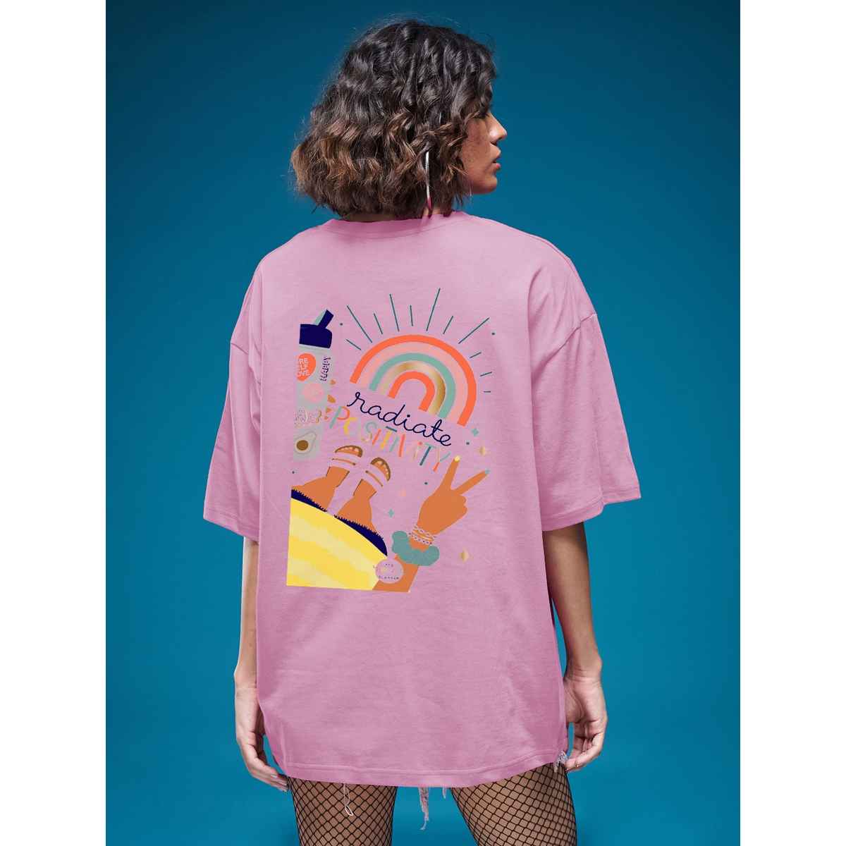 Smartees Womens Oversize Printed T-shirt | WW - 2053 | Pink - M