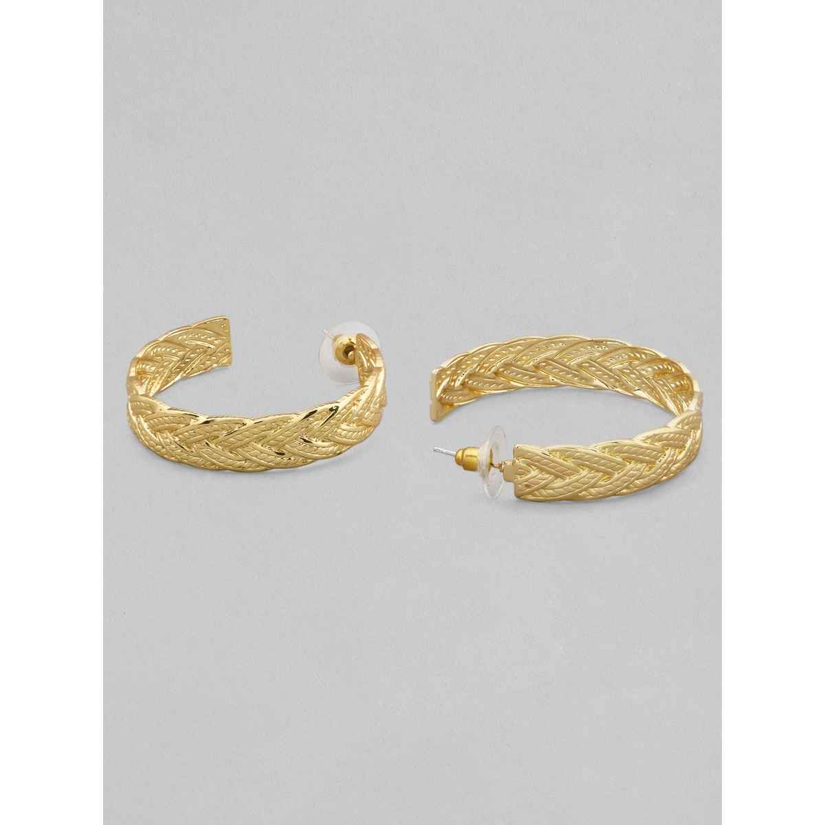 Rubans Gold-Toned Contemporary Half Hoop Earrings