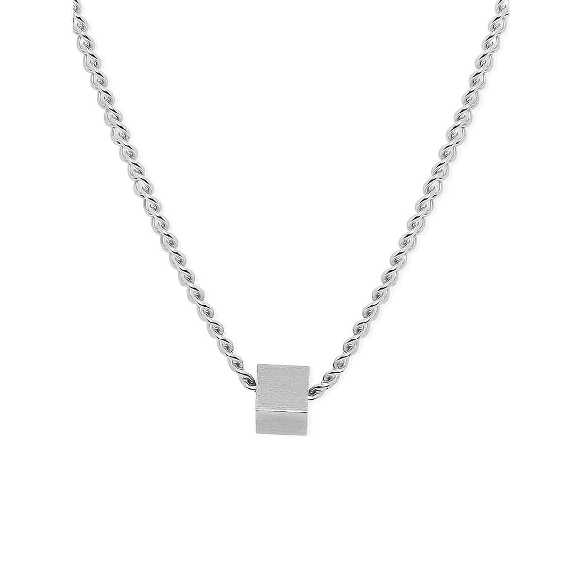 Rubans Men Silver-Toned Silver-Plated Chain With Cube Pendant