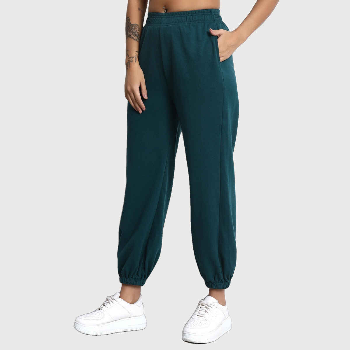Q-rious Women's Cozyflex Joggers | Plaz-CARGO-2c | Teal & Olive - 28