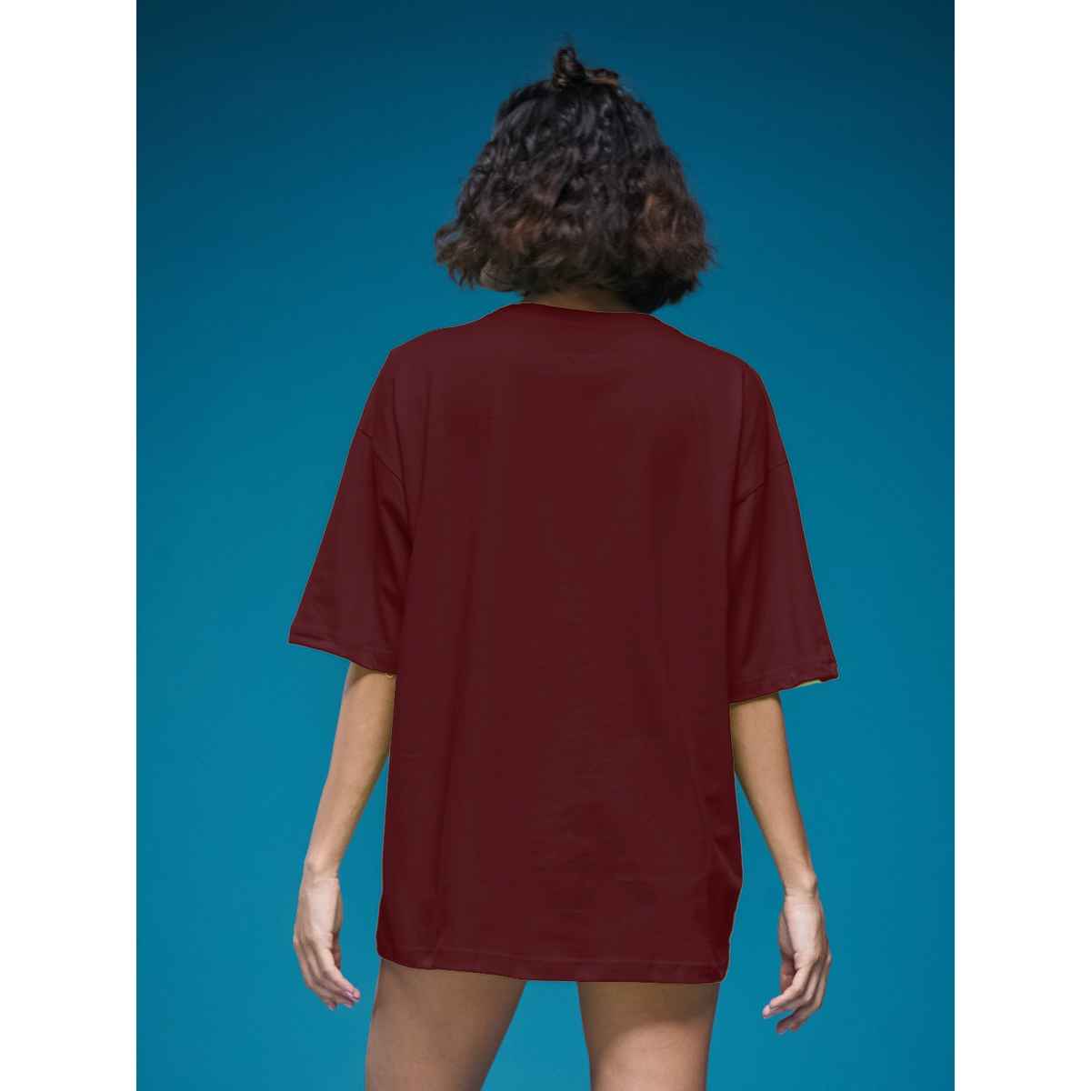 Smartees Women's Oversize Printed T-shirt | WW - 2038 | Maroon - L