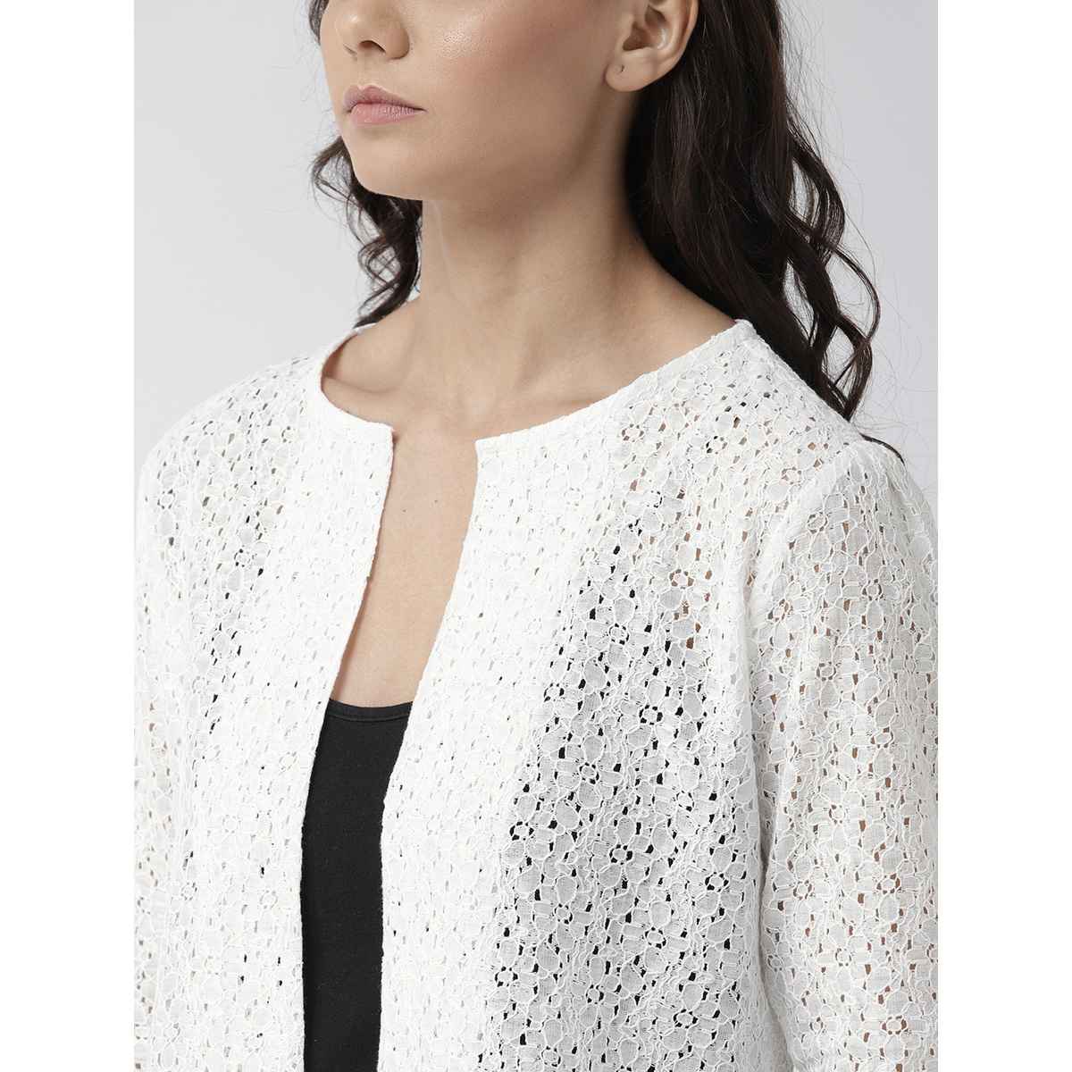 Style Quotient Women Self Design Open Front Shrug | XL | SS19SQAHILYA - Off-White