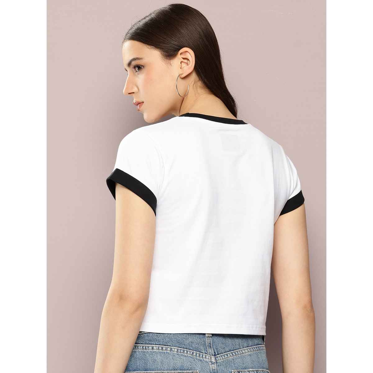 Dillinger Women's Short Sleeve Boxy Cropped Printed T-shirt | White - S