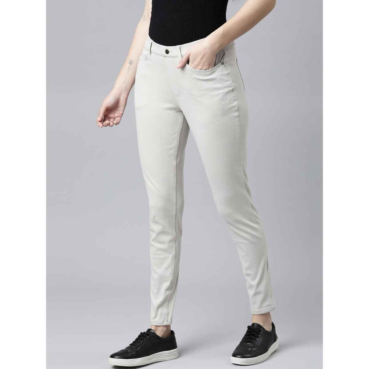 Go Colors Women's Solid Super Stretch Jeggings | LJ03 | Grey Mist - M