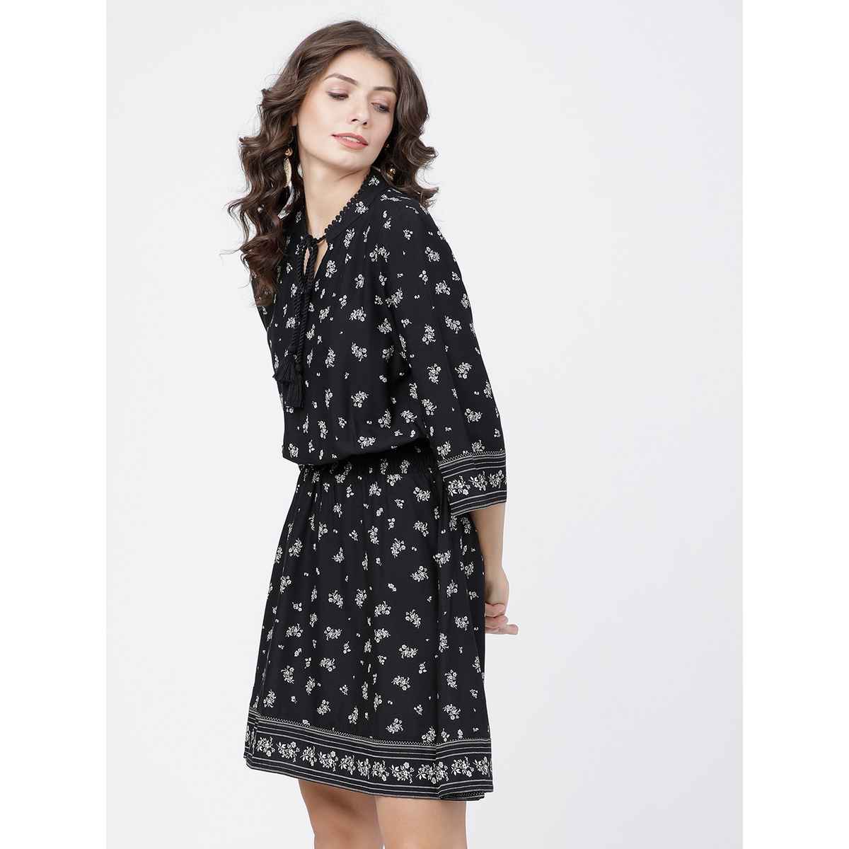 Tokyo Talkies Women's Printed A-Line Dress | Multicolour - M