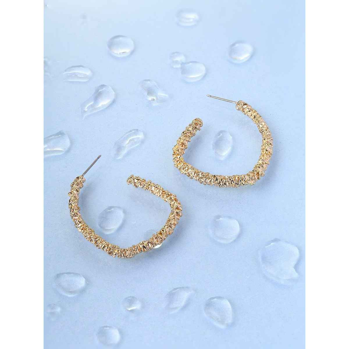 Priyaasi Gold Plated Shimmer Hoop Earrings