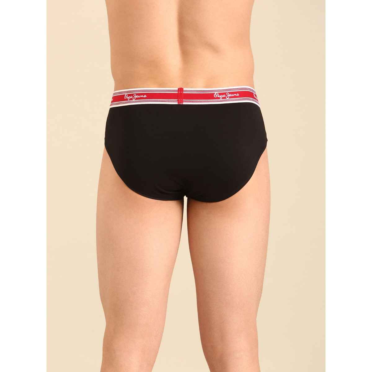 Pepe Jeans Mens Black 100% Cotton Solid Brief  - Pack of 1 (XXL) Comfort Fit, Soft Fabric