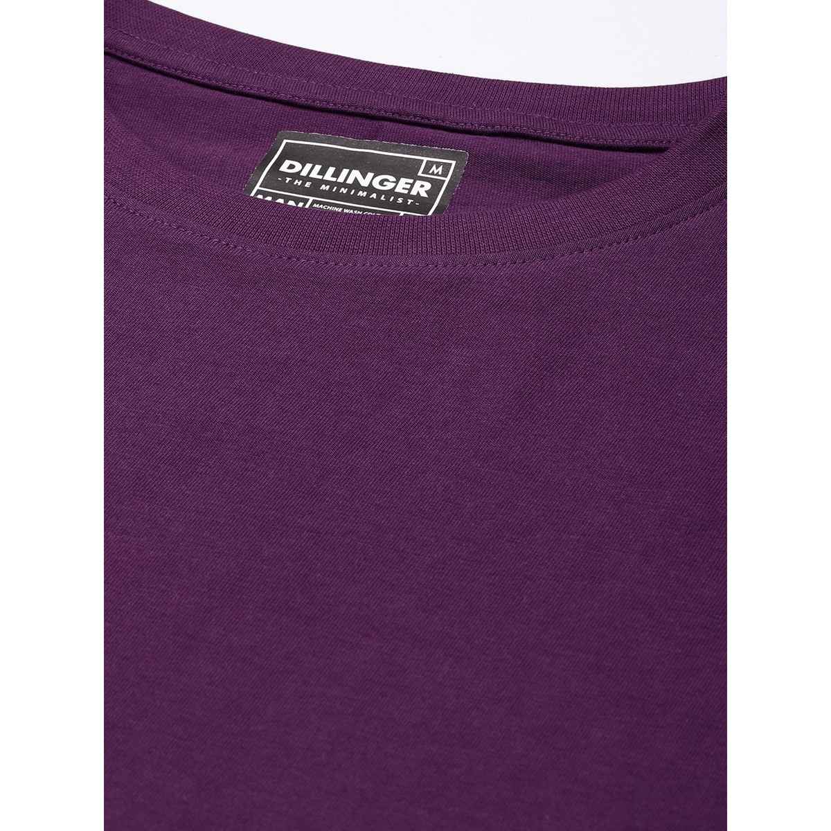 Dillinger Men's Solid Regular Fit T-shirt | Purple - L