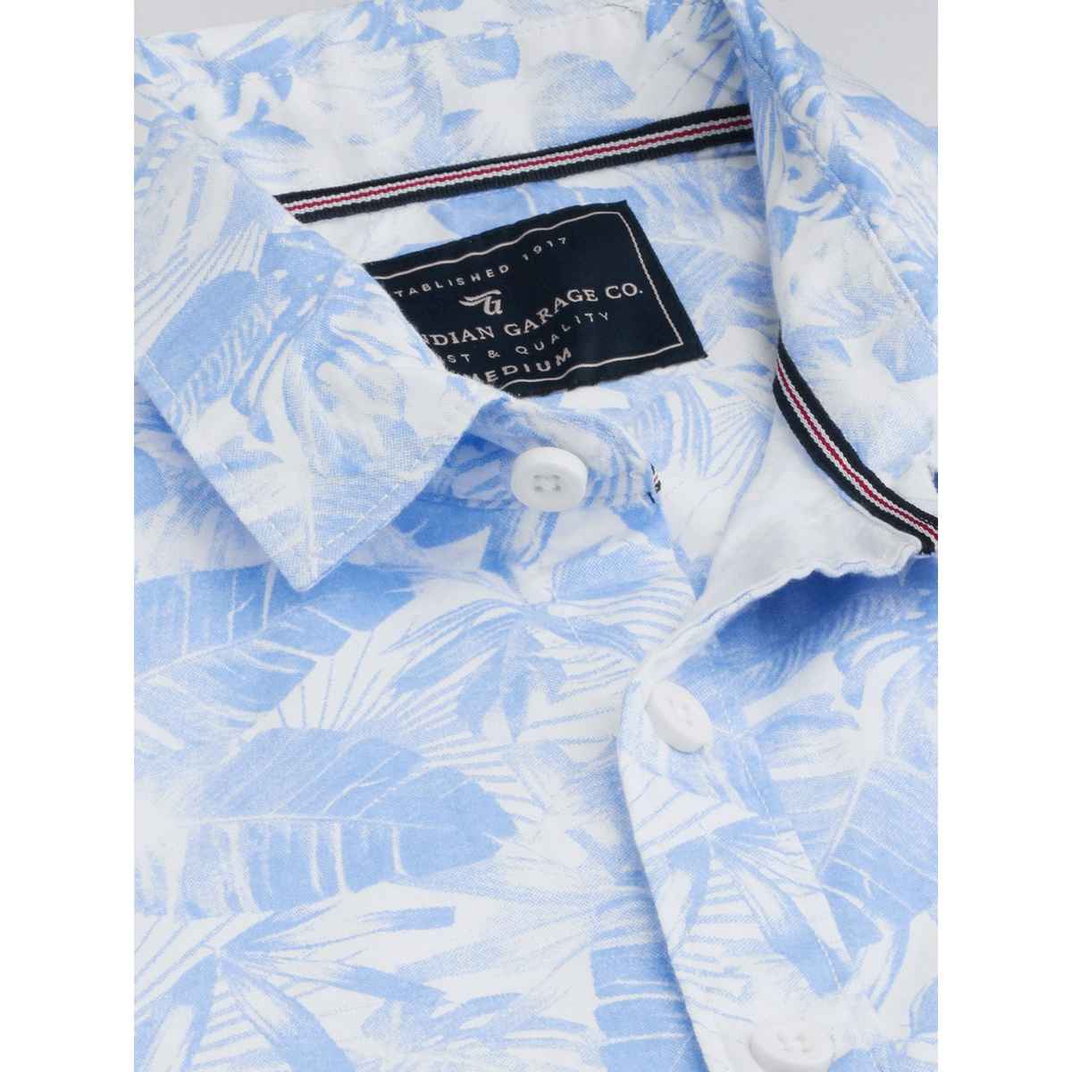 The Indian Garage Co Men's Slim Fit Abstract Print Casual Shirt | Blue - XL