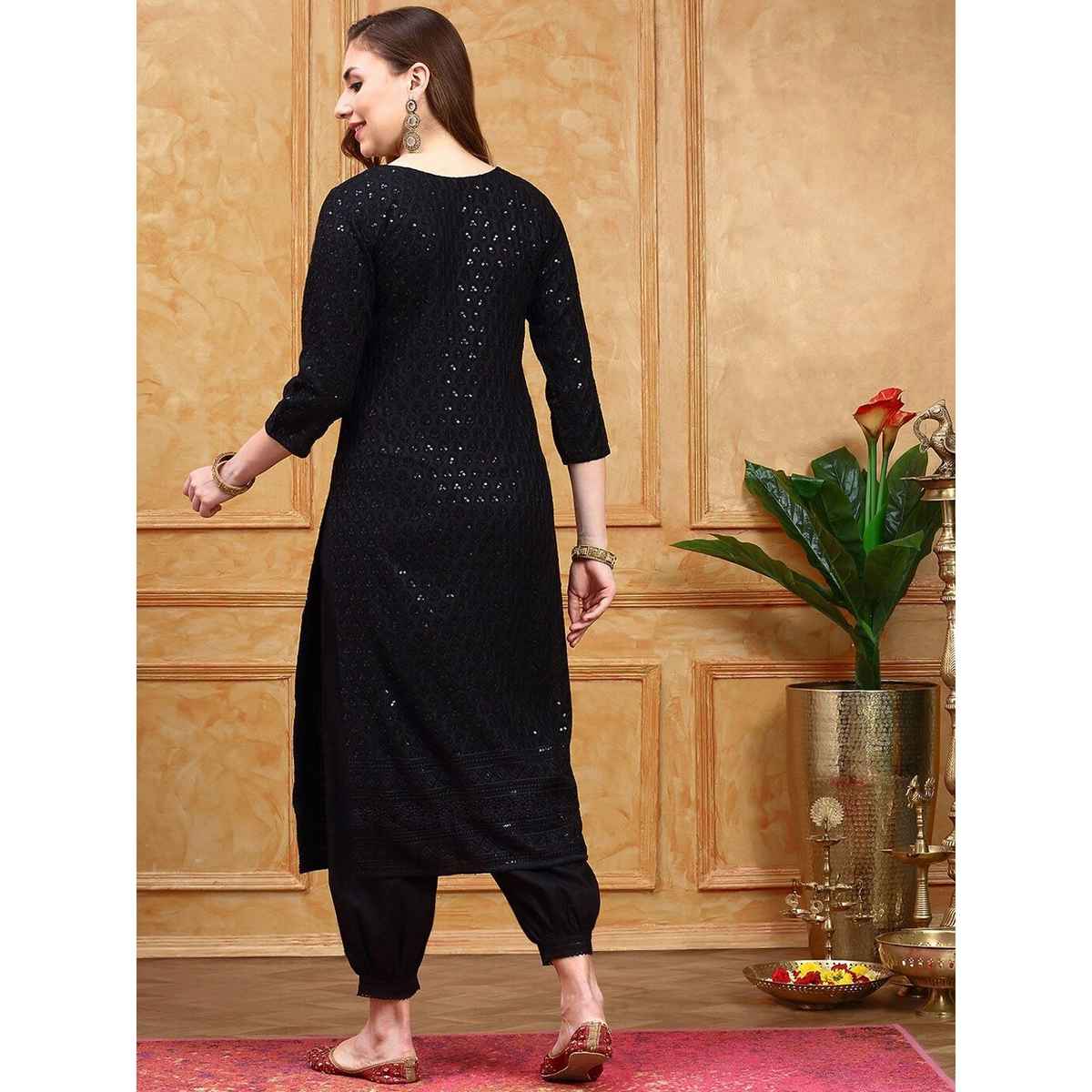 Ishin Women's Kurta | Black - M