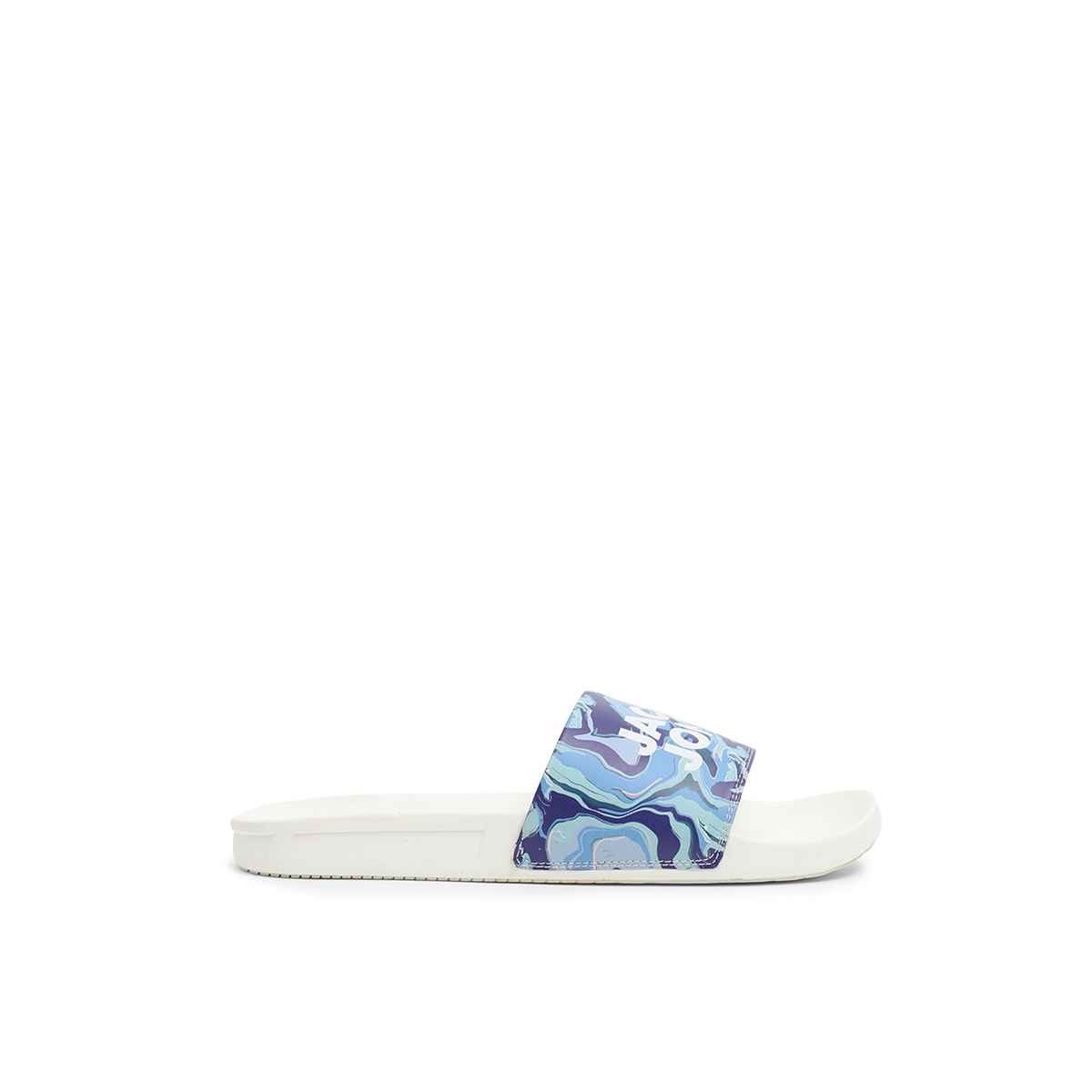 Jack & Jones Men's White Printed Sliders - 40