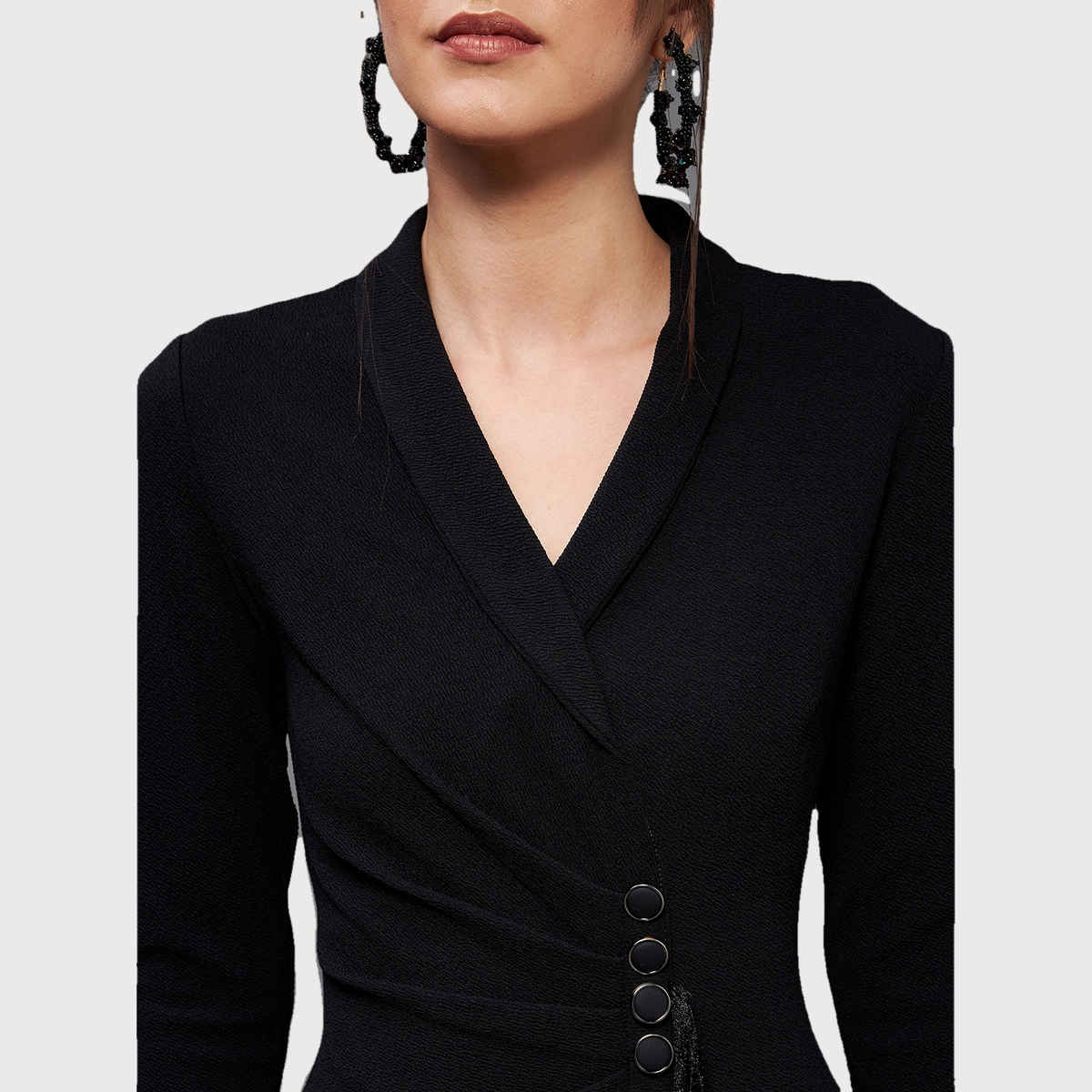 Miss Chase Women s This Is My Melody Fringe Bodycon Dress Obsidian Black | M