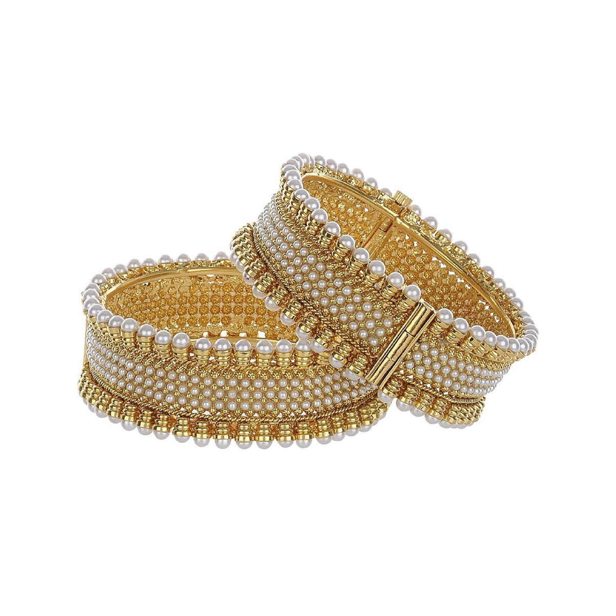 Youbella Traditional Jewellery Gold Plated And Pearl Bangle Set For Women (Golden)(Ybbn - 91053B - 2.6)