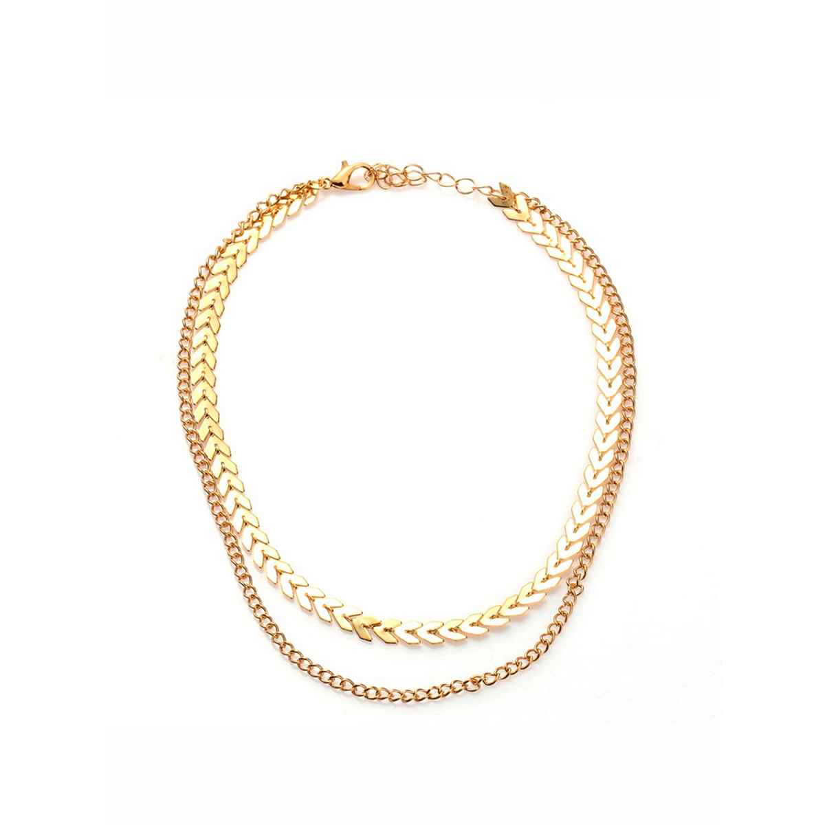 Yellow Chimes Yellow Chimes Choker Necklace | Gold Plated Dual Chain Choker for Women & Girls