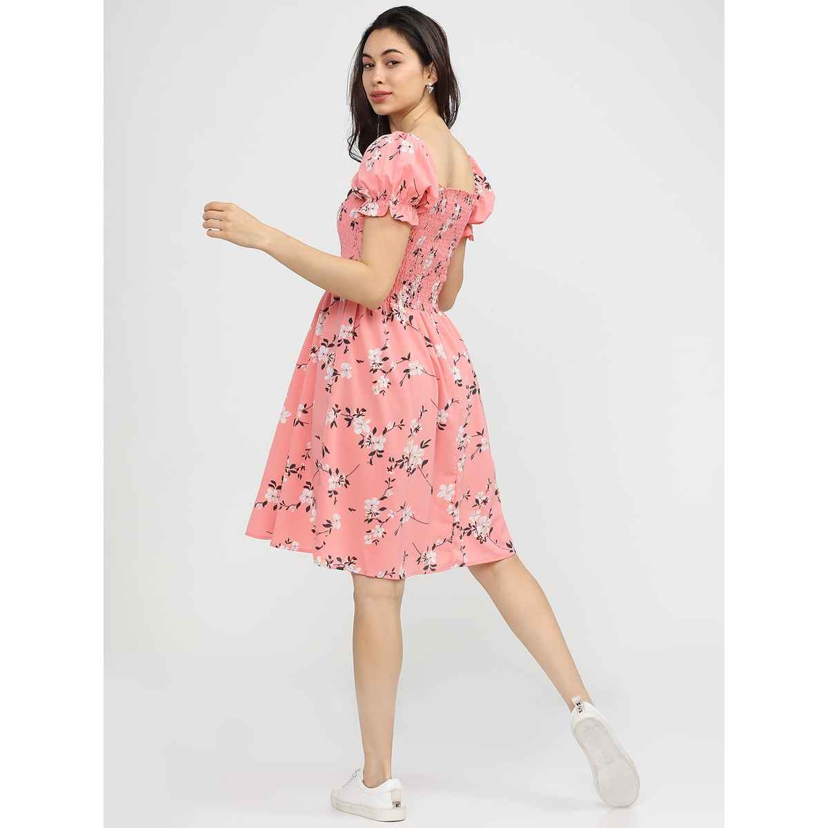 Tokyo Talkies Women's Coral Floral Dress | Pink - L