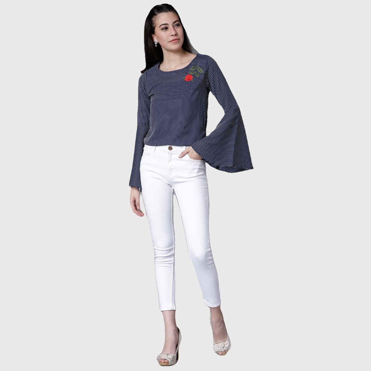 Tokyo Talkies Women's Casual Full Sleeve Printed Top | Multicolour - M
