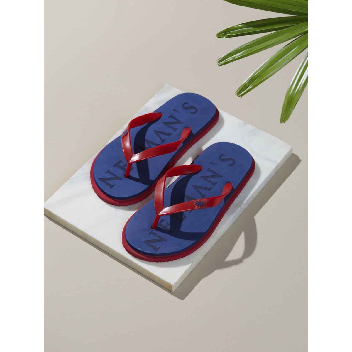 Neemans Unisex Eco Classic Slippers | Blue with Red - UK 6