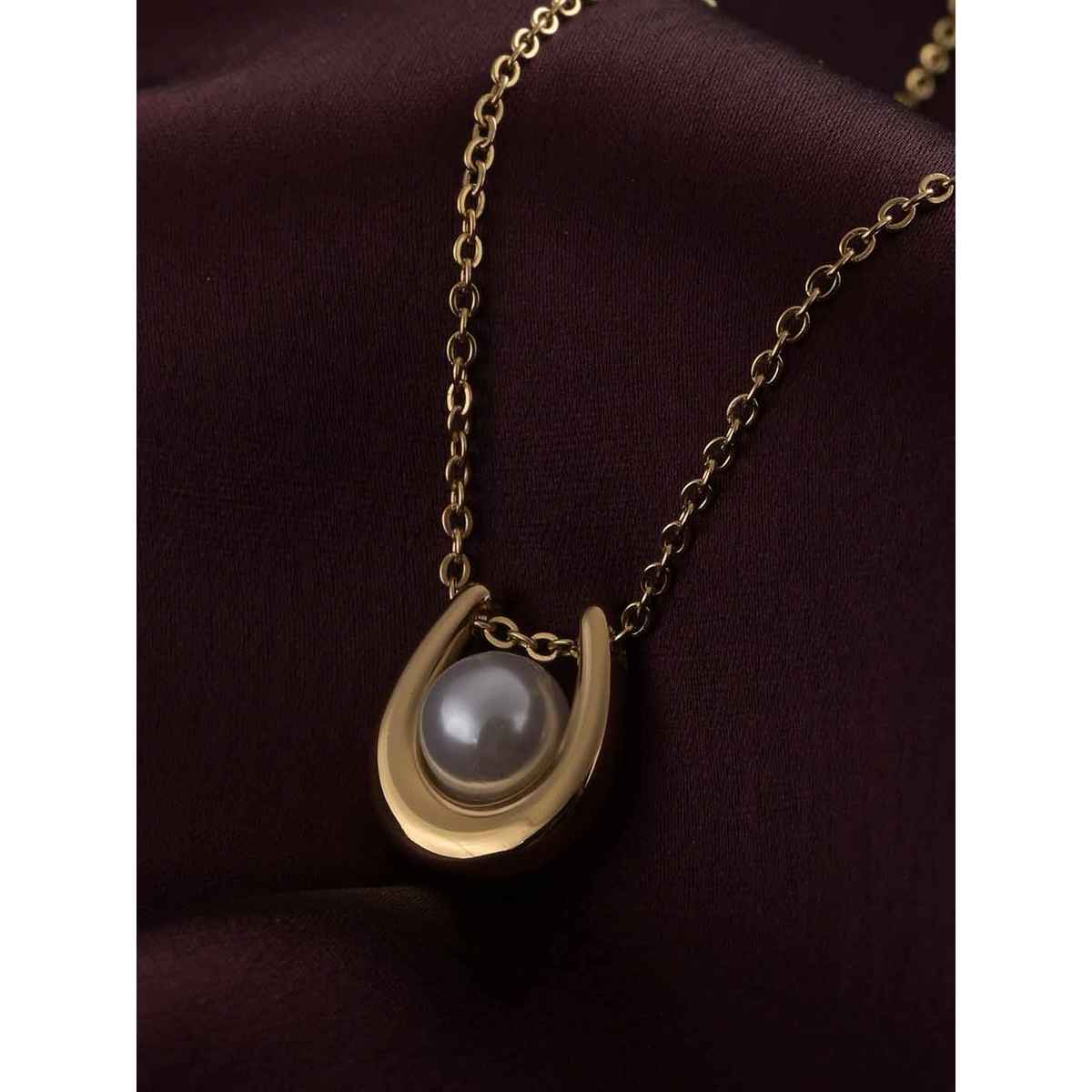 Palmonas Pearl Embellished U Necklace