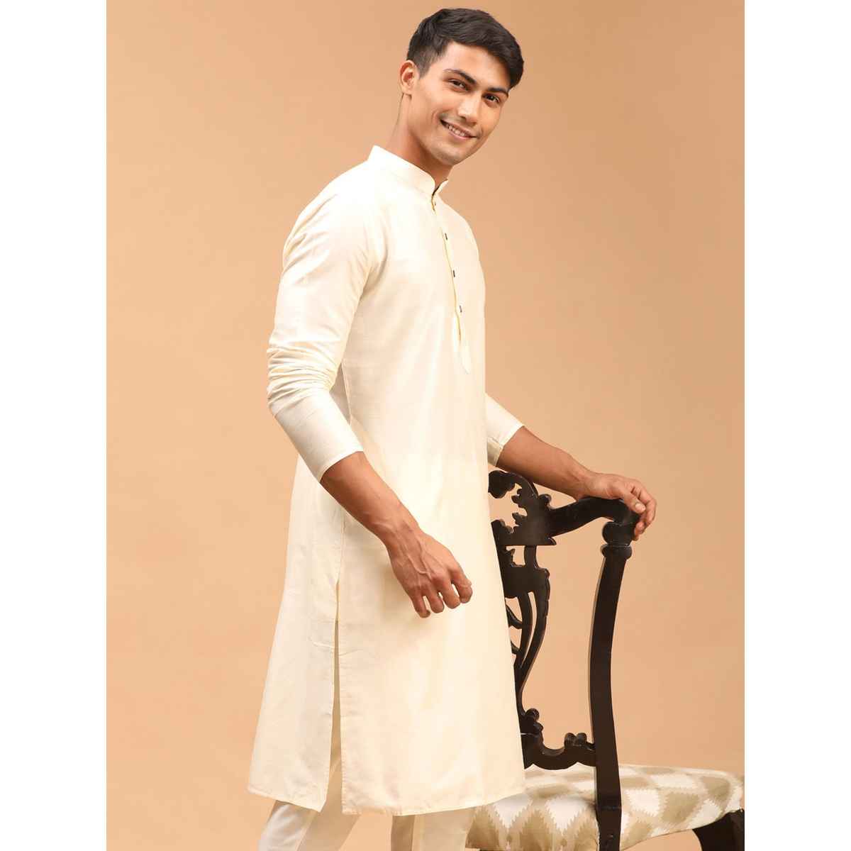 Vastramay Men's Viscose Kurta | Cream - M