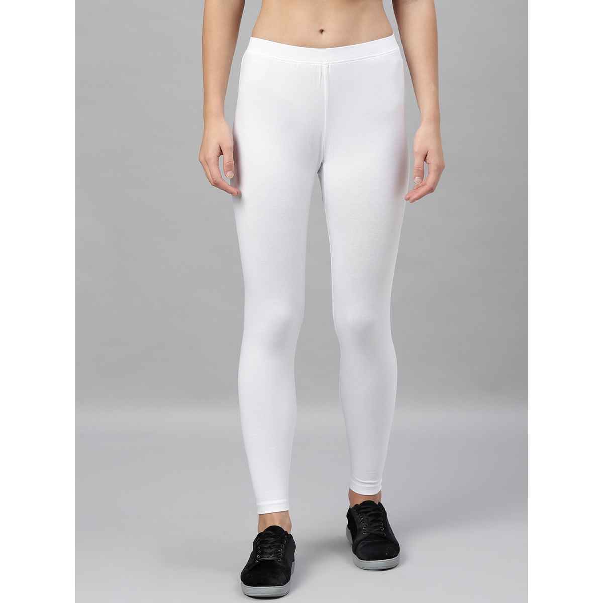 Kryptic Women's Cotton Stretch Solid Ankle Length Legging | White - XL