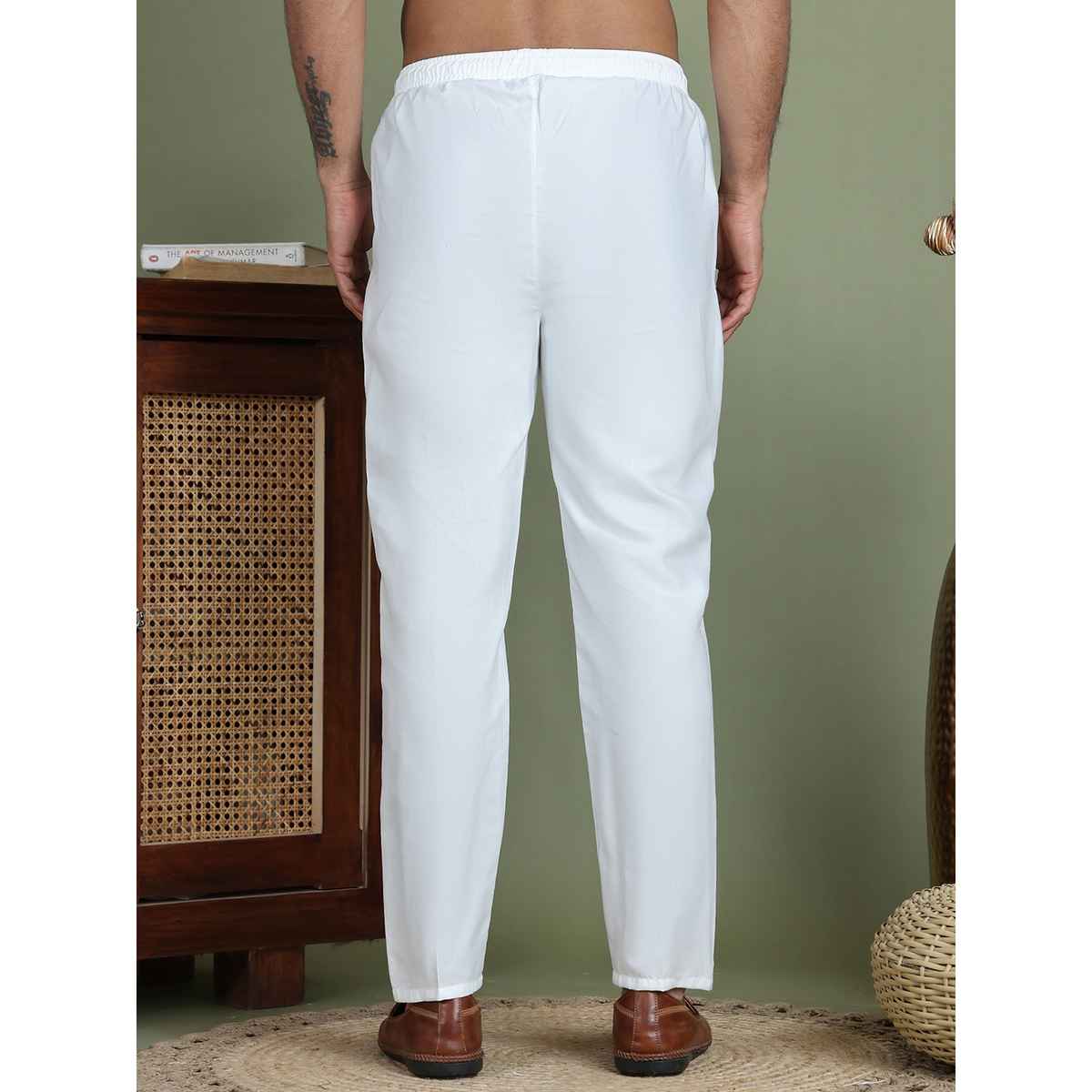 Jompers Men s Cotton Solid Pyjama ANKPJ 006 - White | 34