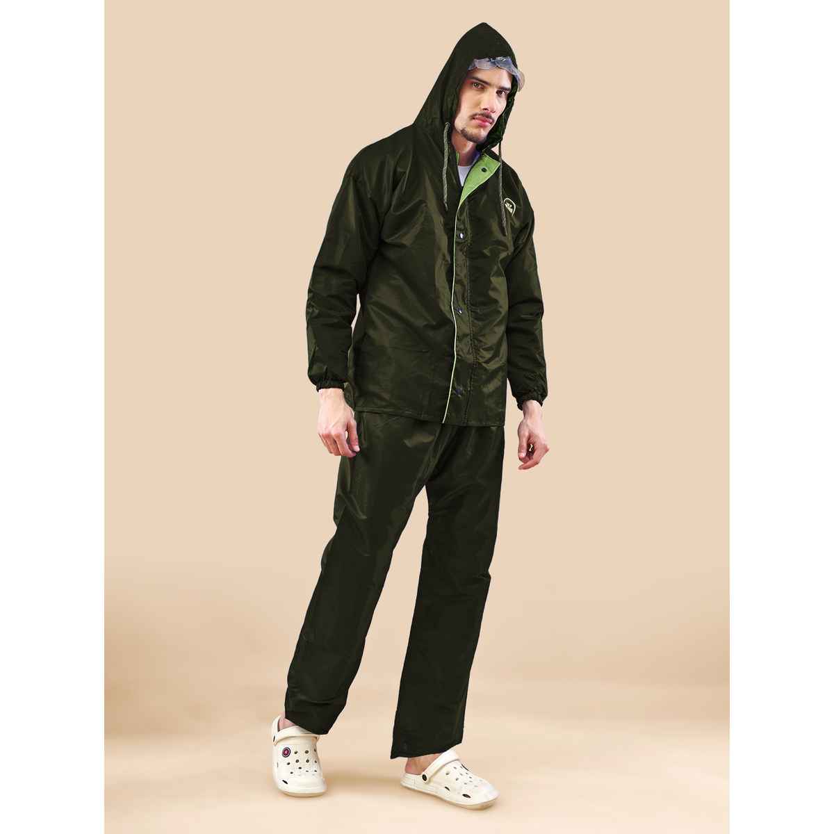 Lux Venus Reversible Rain Suit for Men - Military Green | XXL