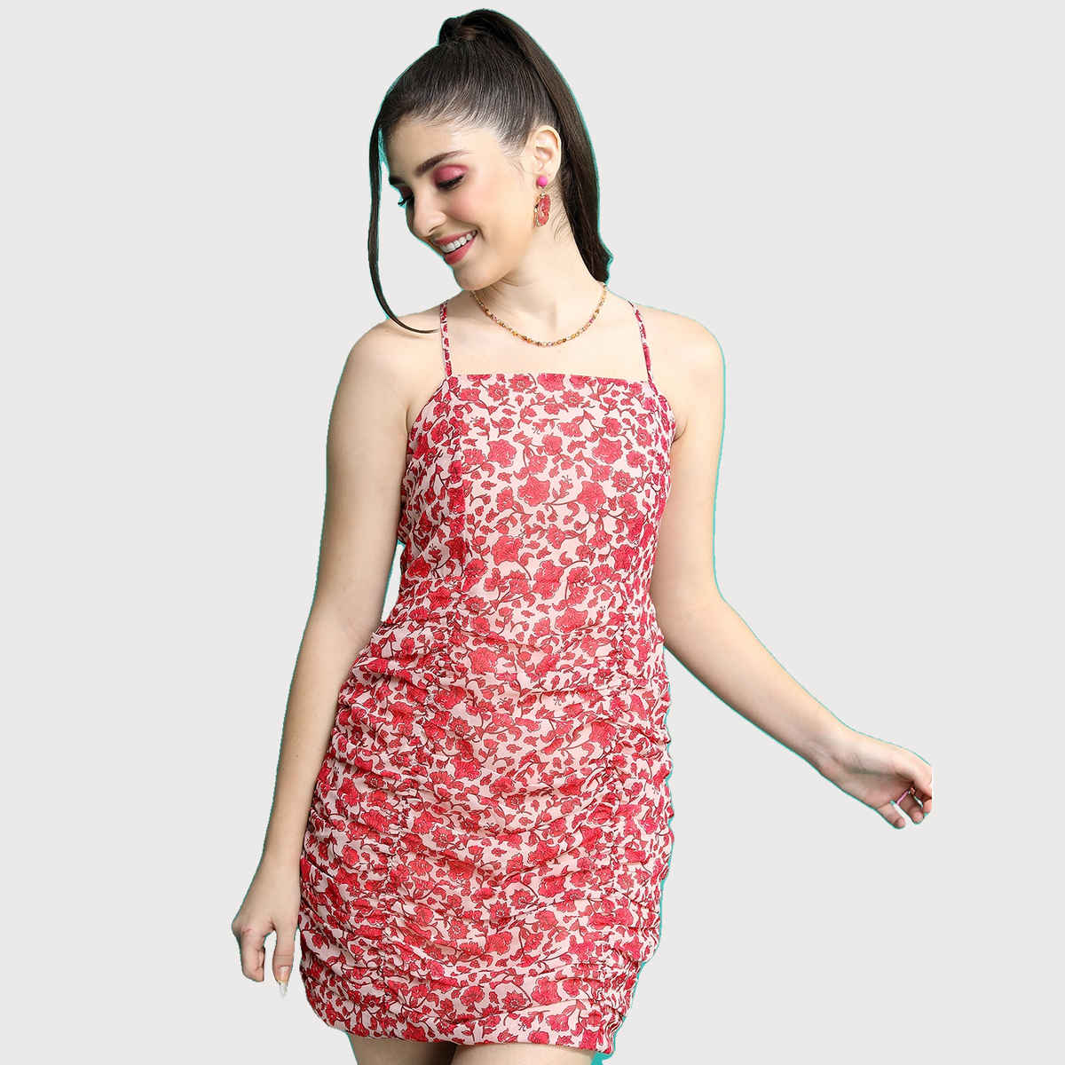 Ketch Women's Floral Print A-Line Dress | Multicolor - S
