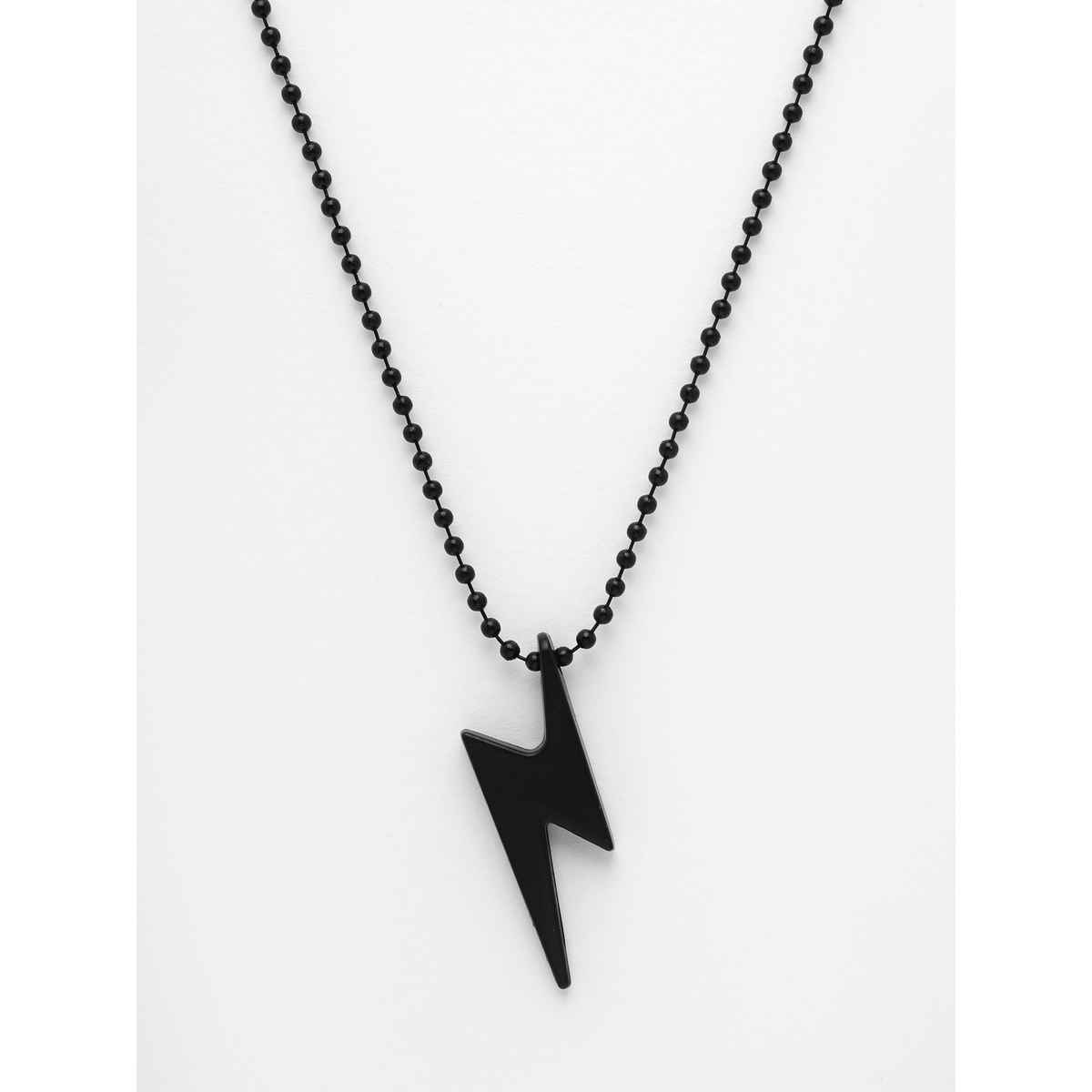 NVR Men's Black Plated Flash Pendant With Chain | NVR2376