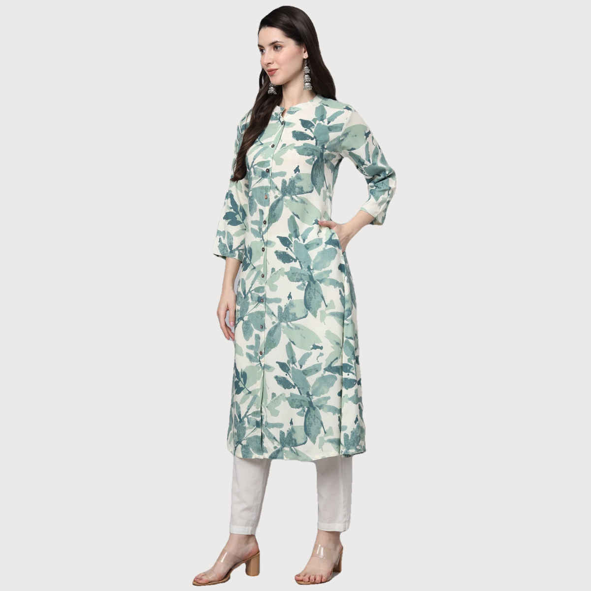 Divena Women s A-Line White Rayon Kurta | DBK1356 | M