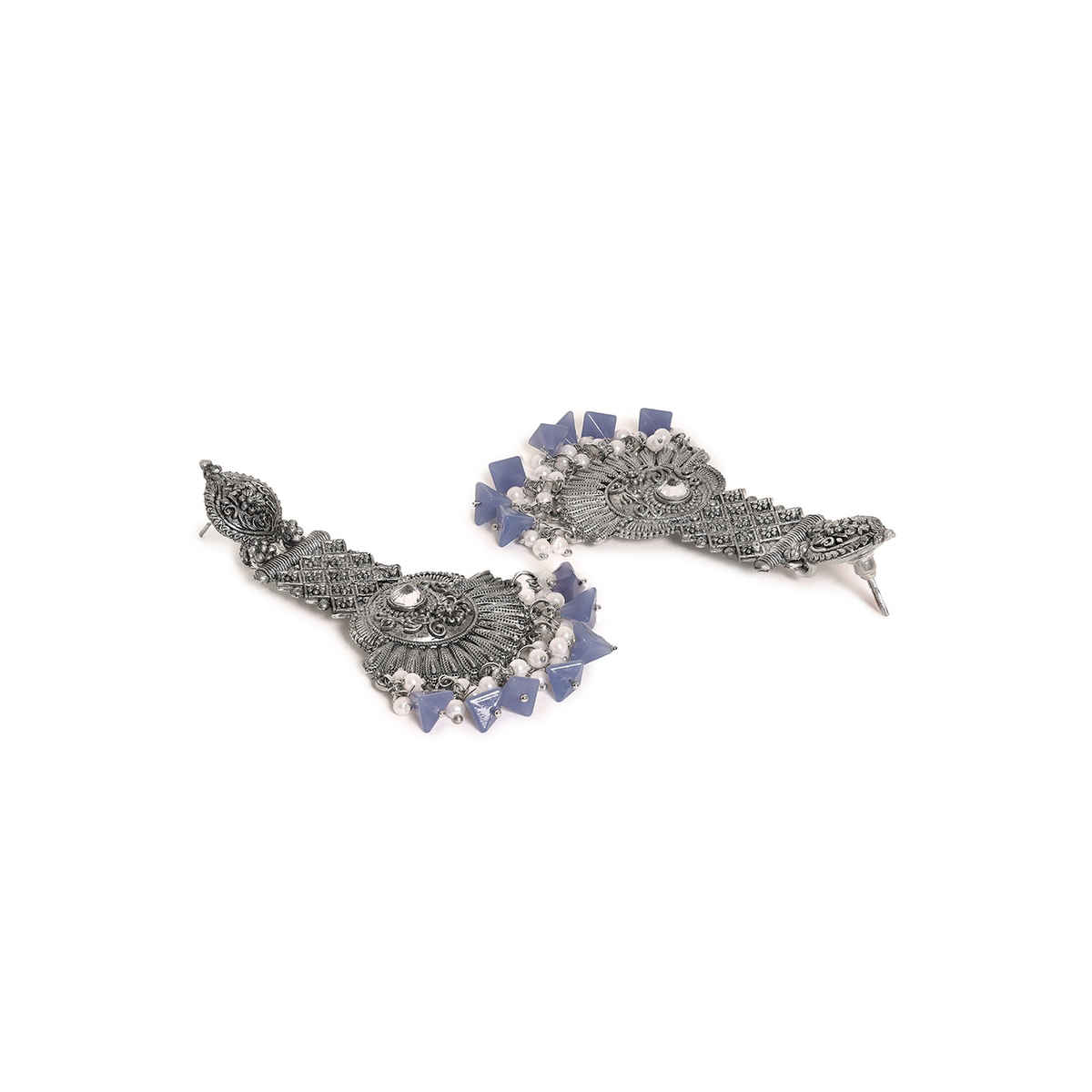 Priyaasi Oxidised Silver Plated Ruby Green Jhumka Earring