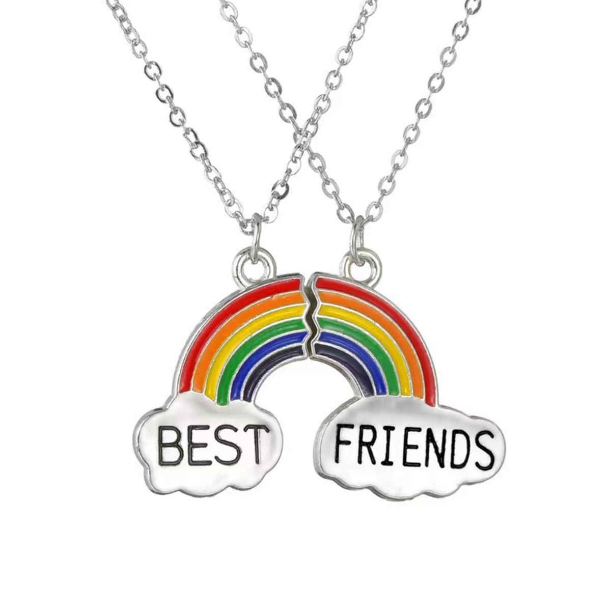 YouBella Silver Plated Rainbow Best Friends Necklace Chain for Girls and Women (YBNK - 50163)