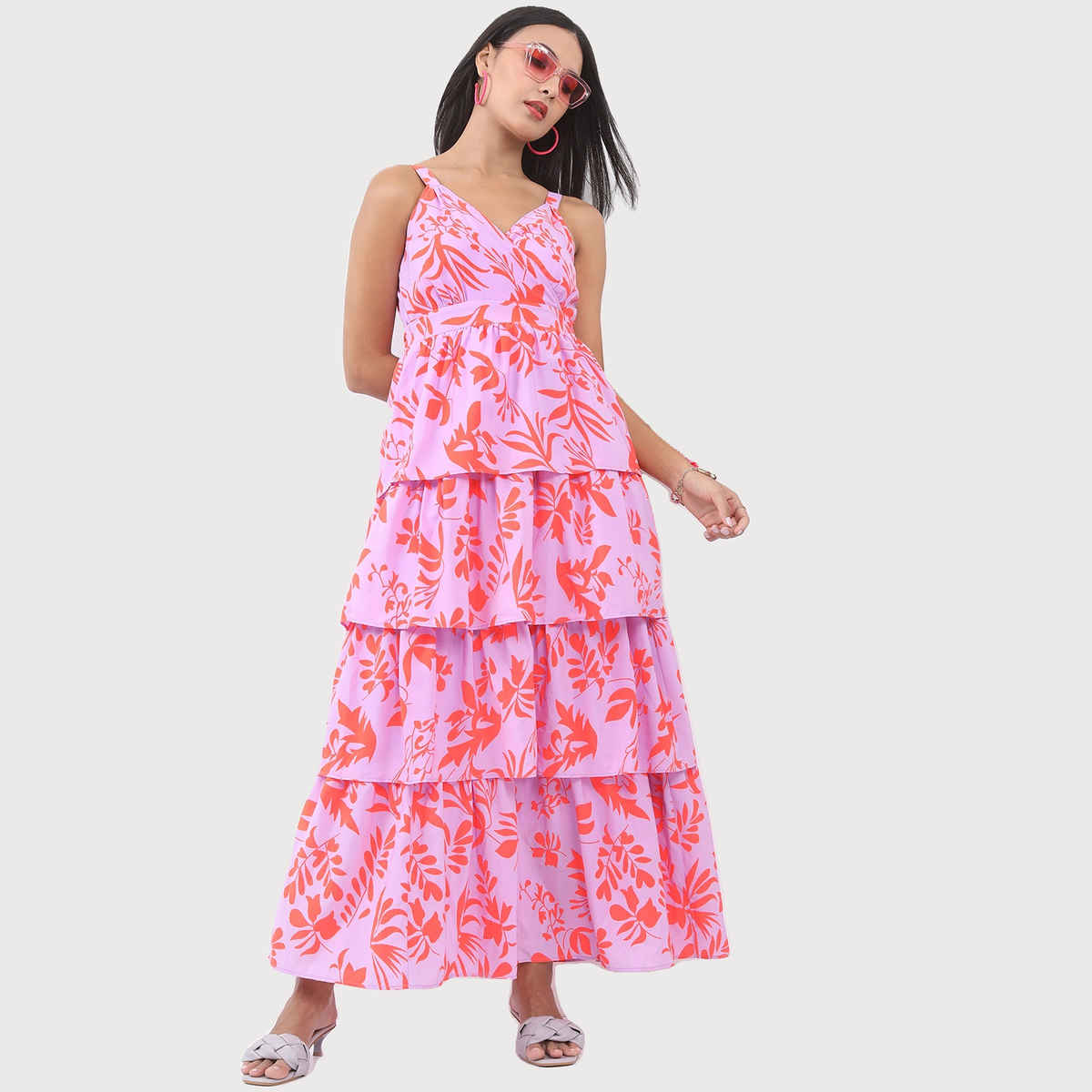 Ketch Women's Floral Maxi Dress | Purple - XL