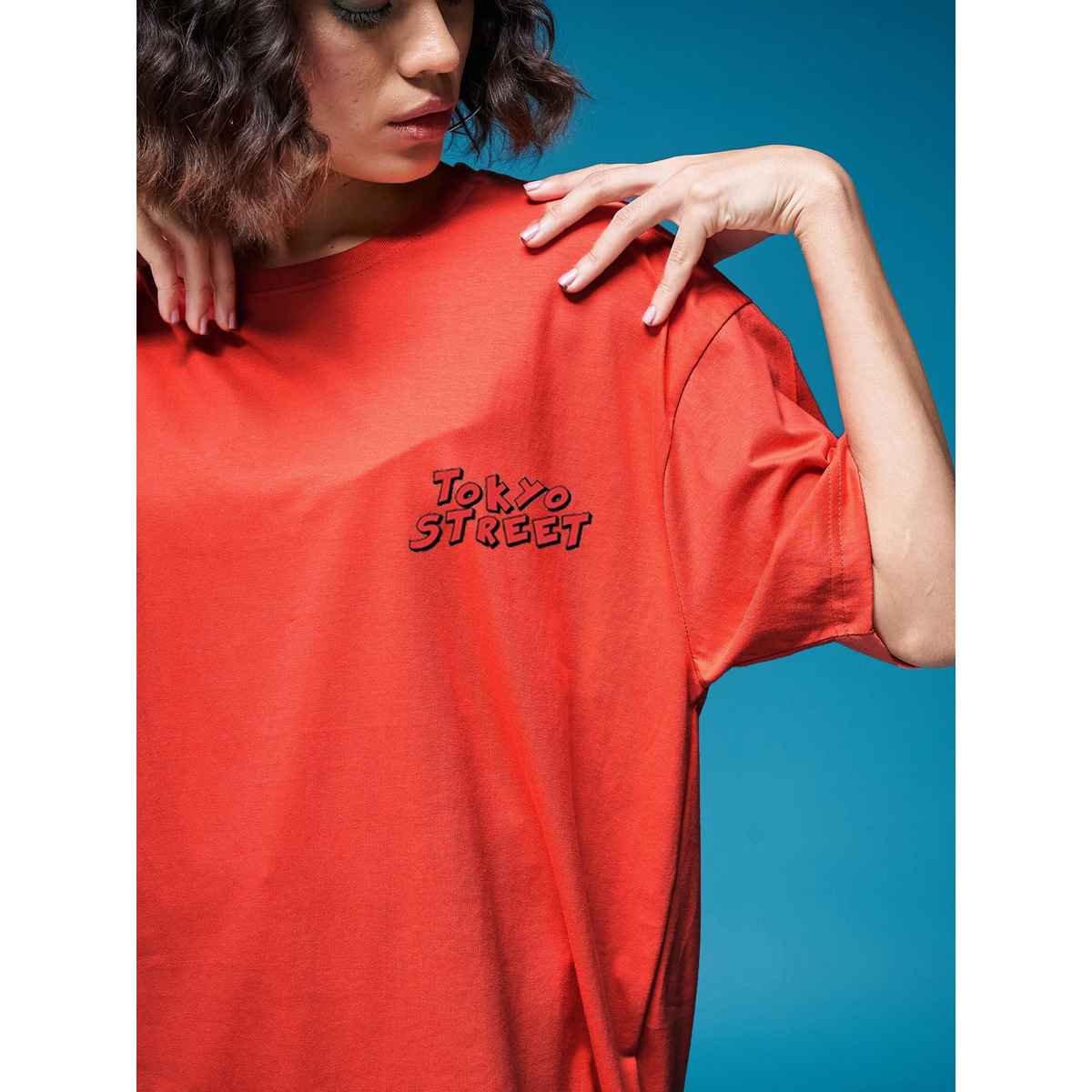 Smartees Women's Oversize Printed T-shirt | WW - 2028 | Orange - S