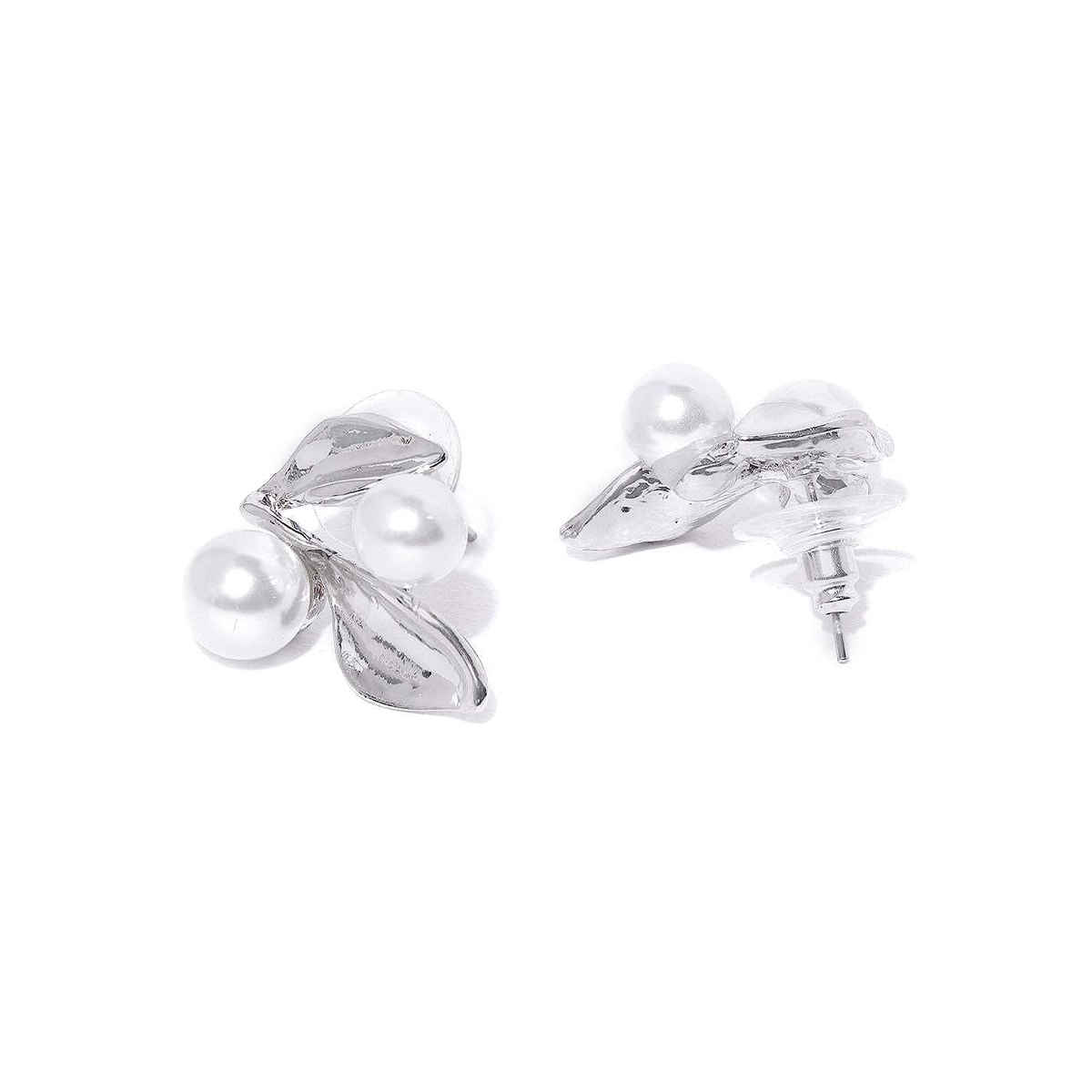 YouBella Silver Plated Pearl Studded Necklace with Earrings for Girls/Women (YBNK - 5677)