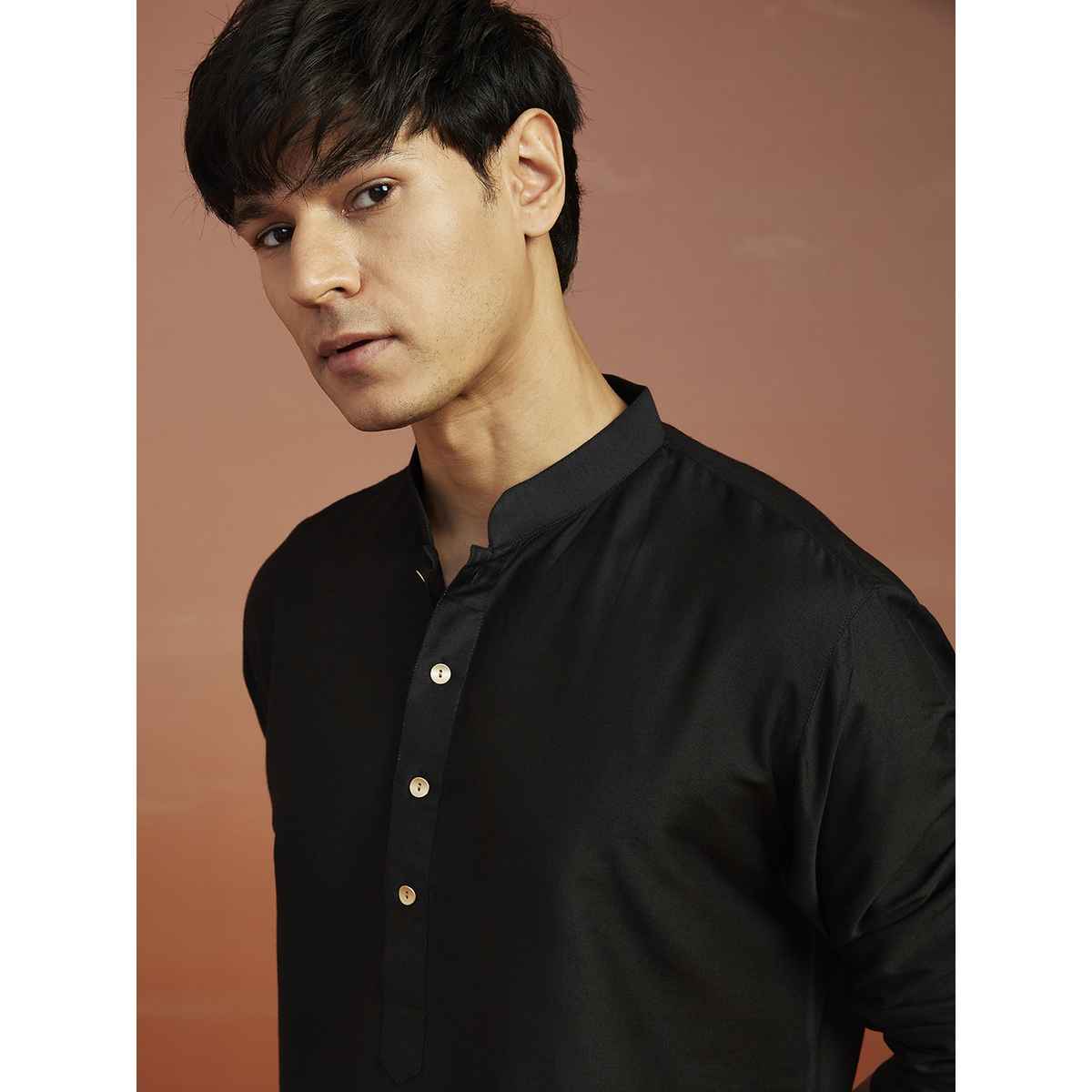Vastramay Men's Viscose Kurta | Black - M